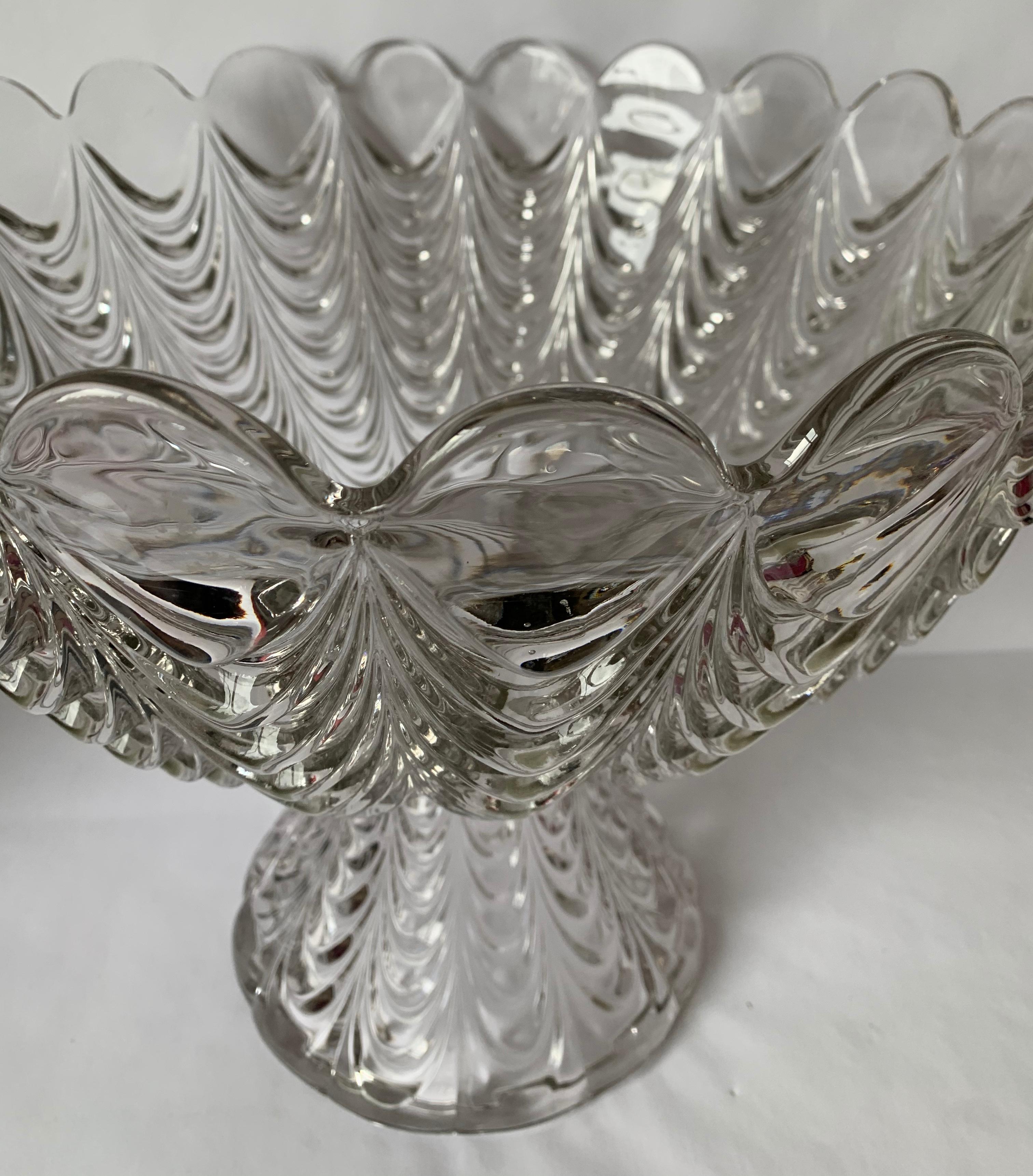 American Pressed Glass Peacock Pattern Punchbowl on Stand 3
