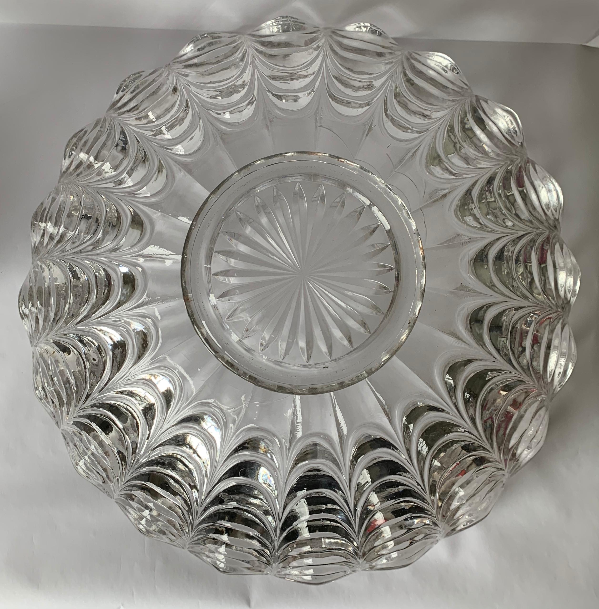 American Pressed Glass Peacock Pattern Punchbowl on Stand 4