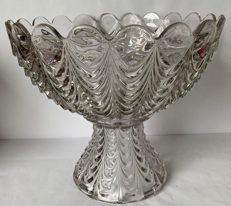 American Pressed Glass Peacock Pattern Punchbowl on Stand For Sale at 1stDibs pressed glass