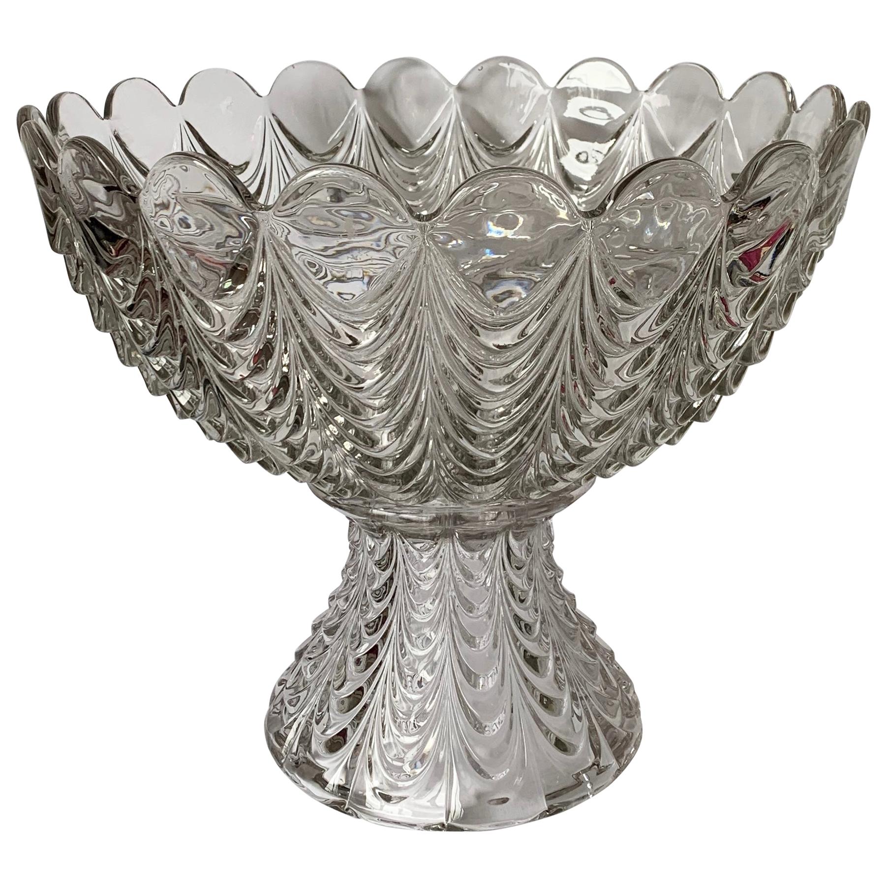 American Pressed Glass Peacock Pattern Punchbowl on Stand