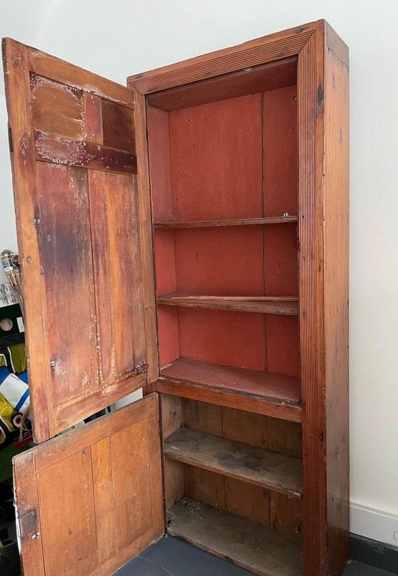 19th Century American Primitive Farmhouse One Door Cupboard Rustic Cabinet Antique Hutch