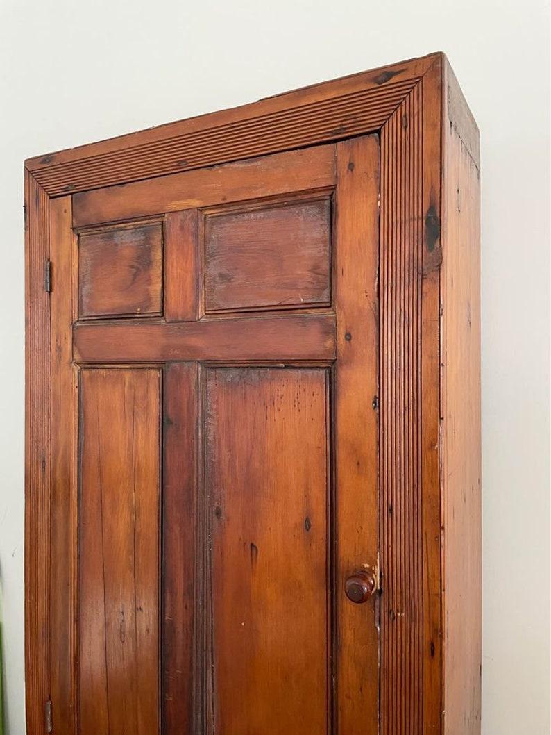 Wood American Primitive Farmhouse One Door Cupboard Rustic Cabinet Antique Hutch
