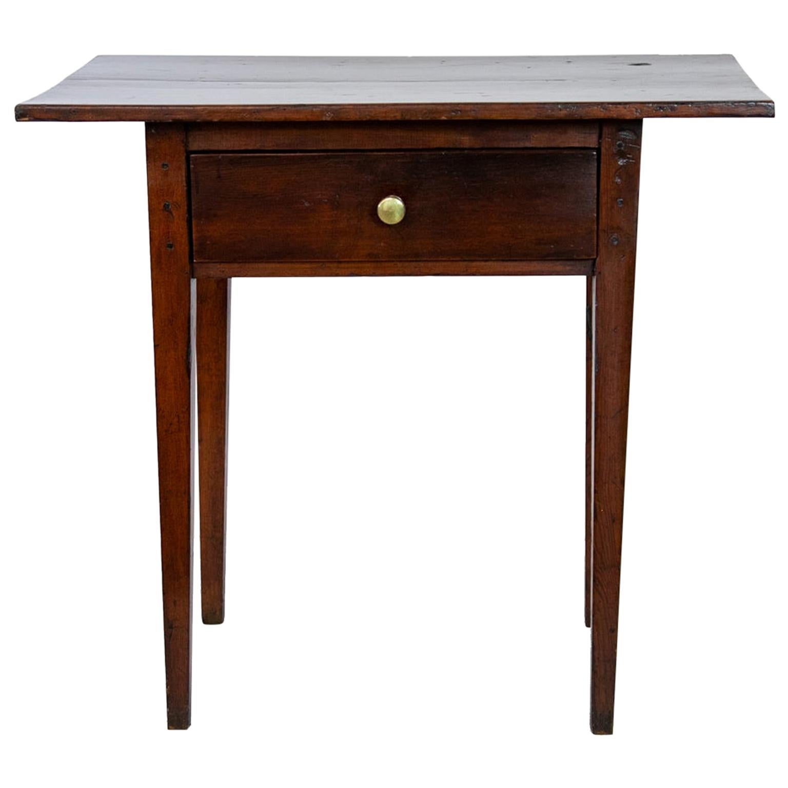 American Primitive Heart Pine One-Drawer Side Table