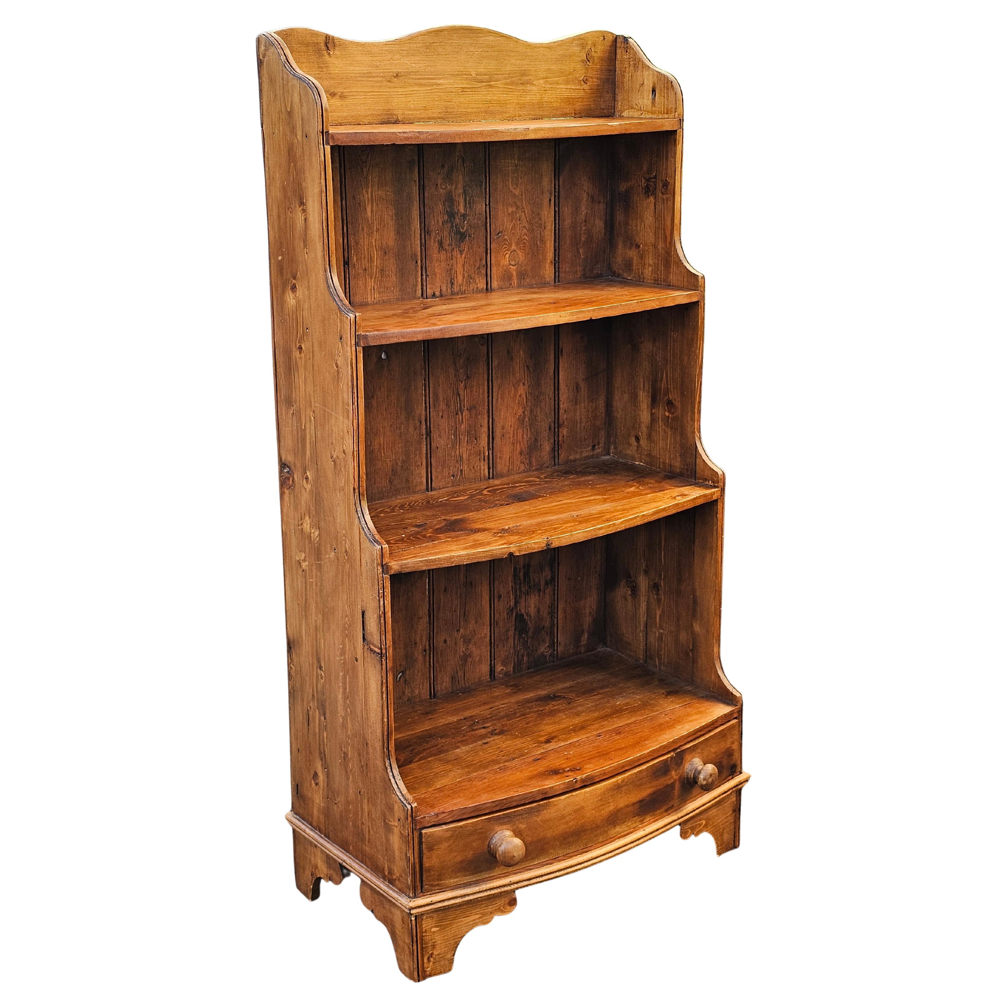 American Primitive Waterfall Rustic Pine Bookcase For Sale