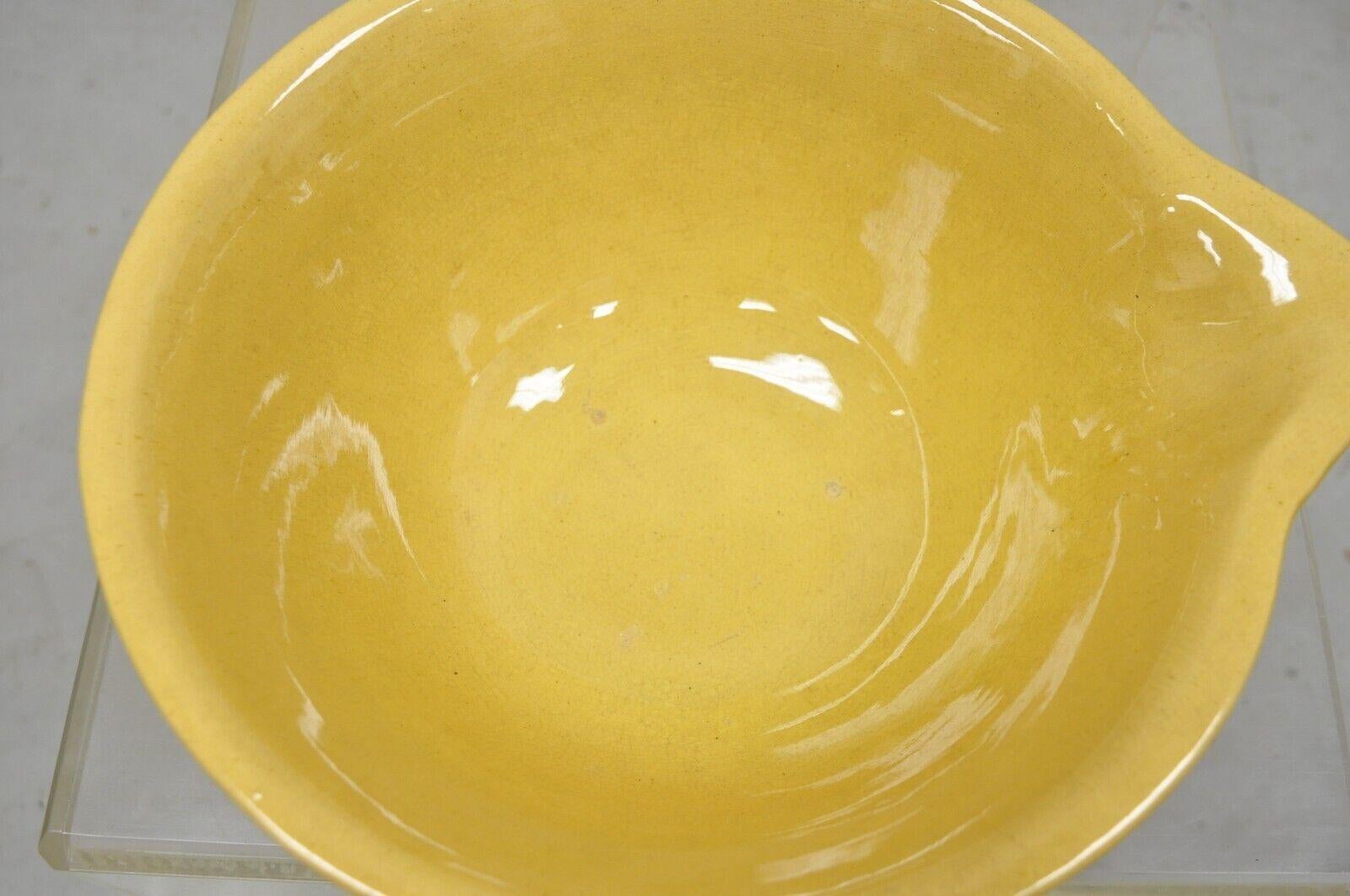 American Provincial Country Primitive Yellow Pottery Ceramic Wash Basin Bowl For Sale 1