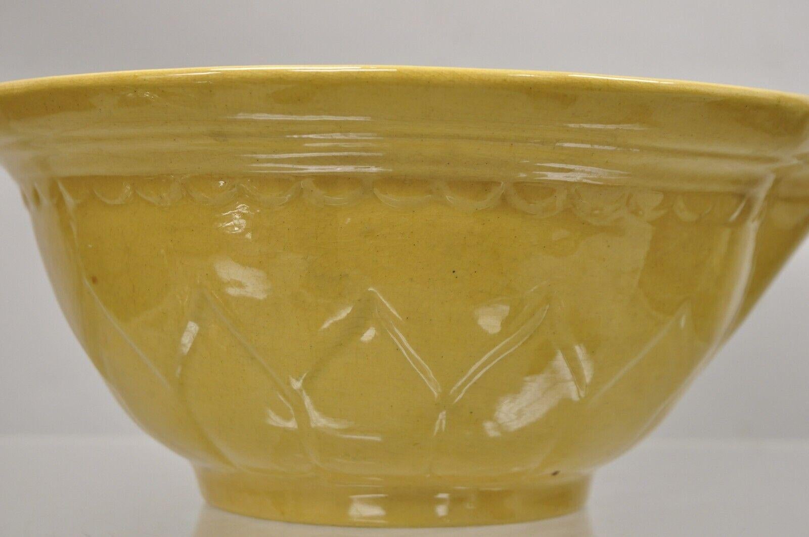 American Provincial Country Primitive Yellow Pottery Ceramic Wash Basin Bowl For Sale 3