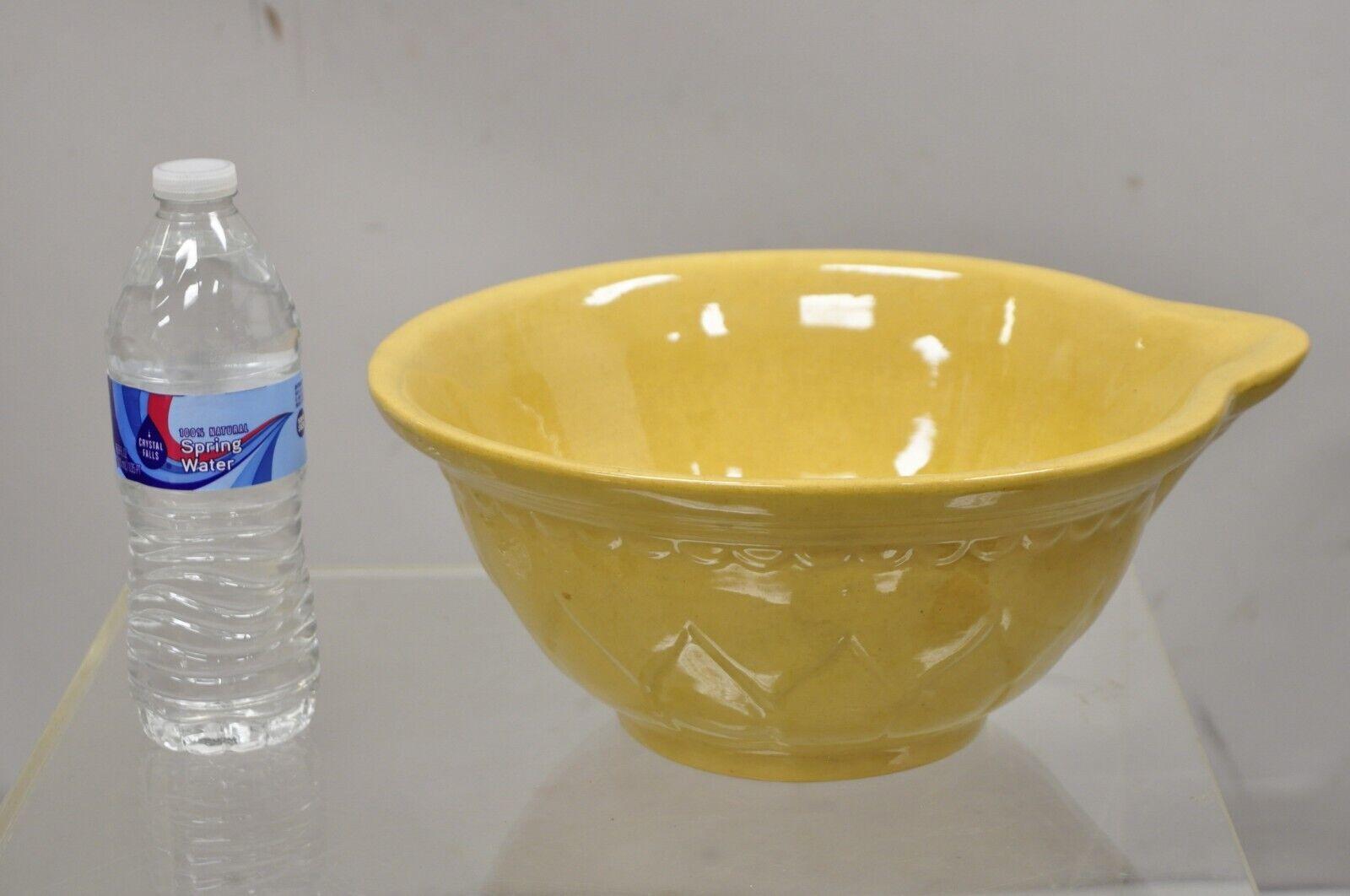 American Provincial Country Primitive Yellow Pottery Ceramic Wash Basin Bowl For Sale 5