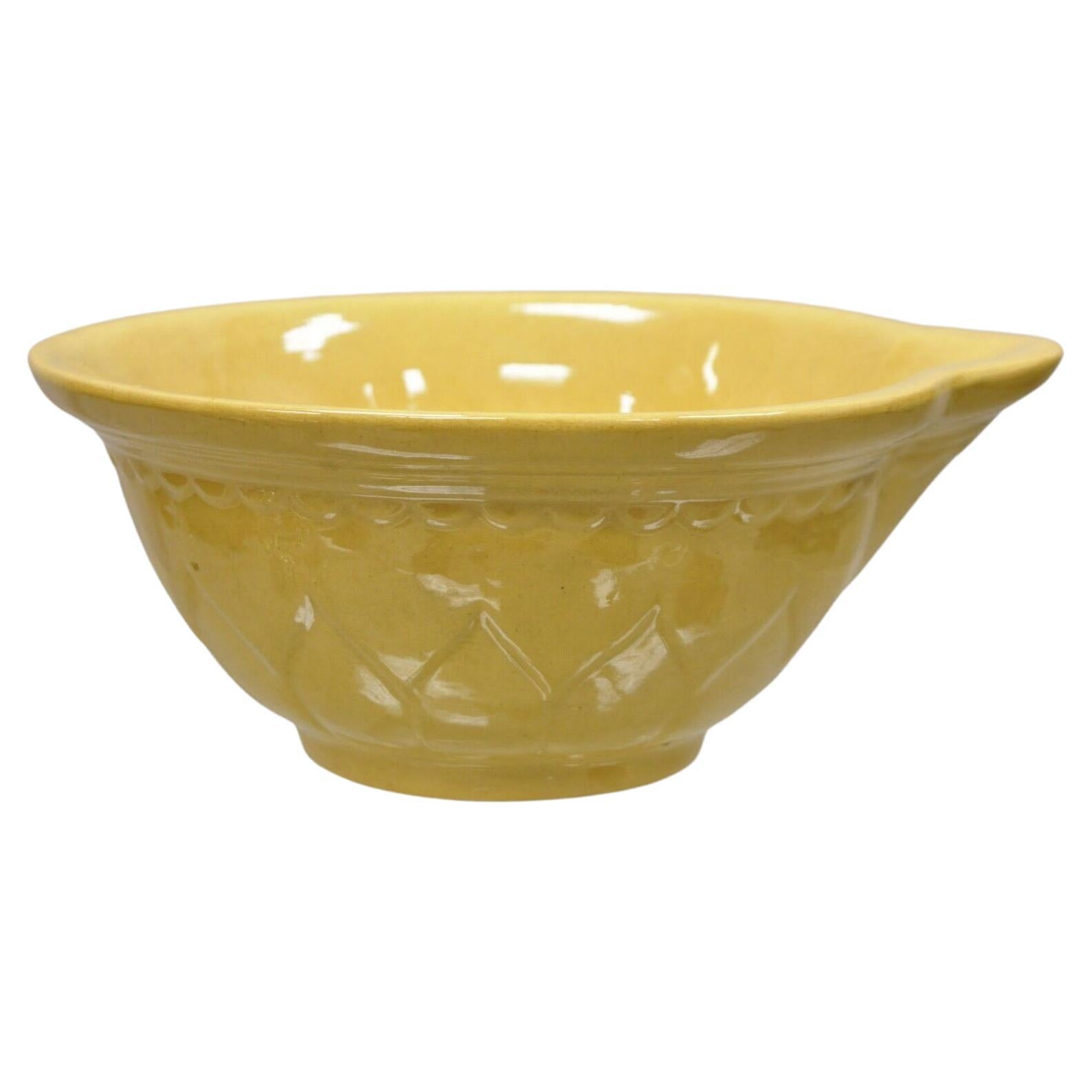 American Provincial Country Primitive Yellow Pottery Ceramic Wash Basin Bowl For Sale