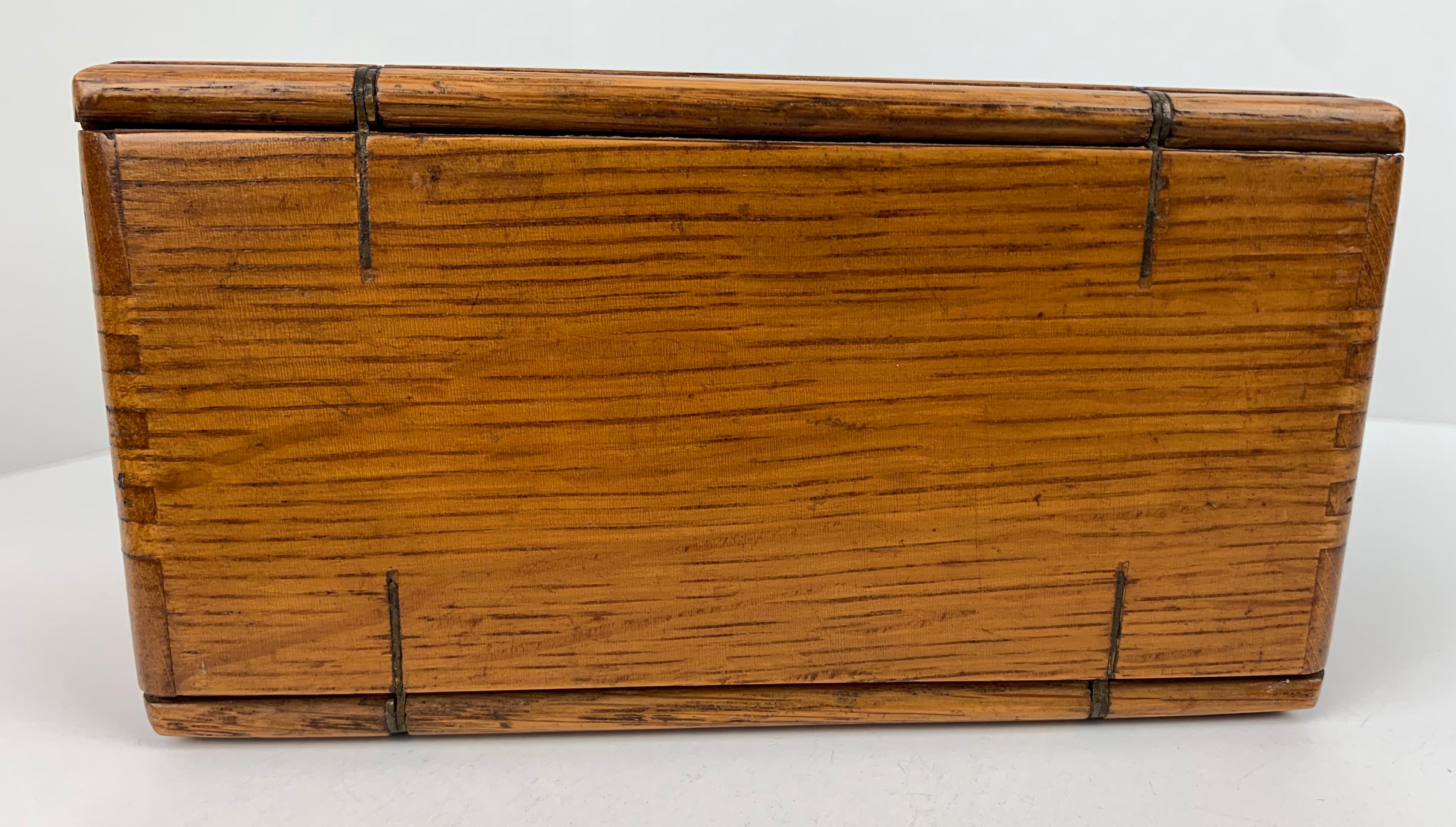 Oak American Dovetailed Puzzle Box Dated February 19, 1889 