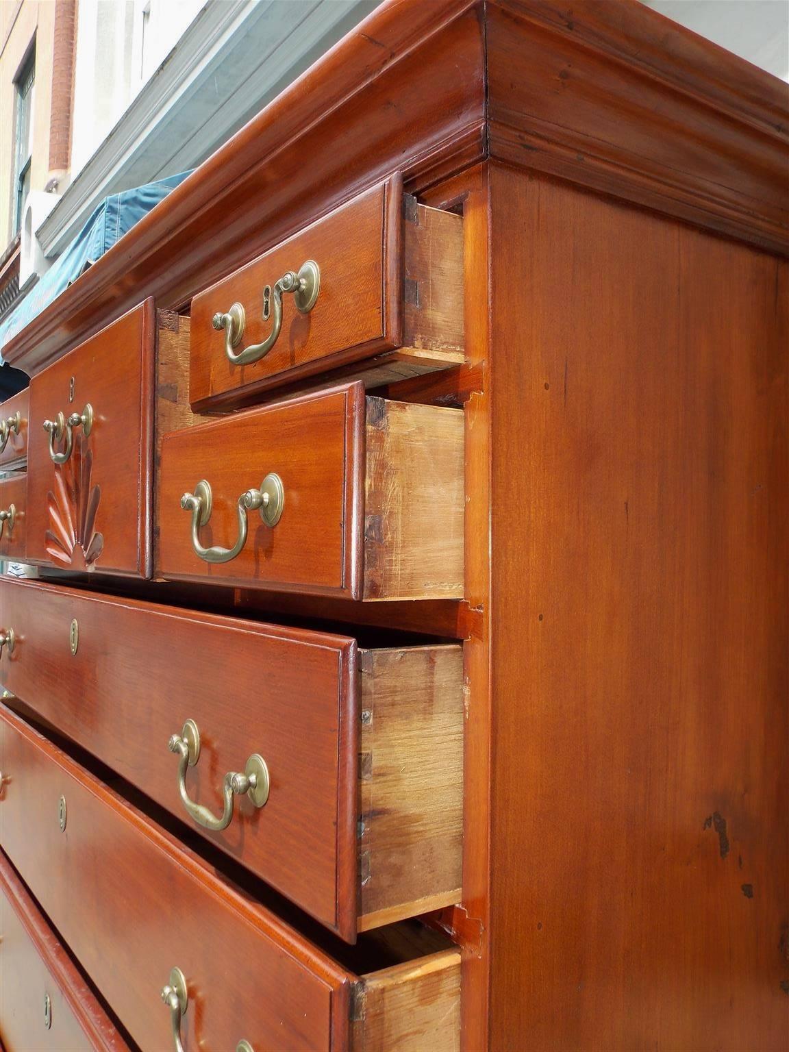 American Queen Anne Cherry Flat Top Graduated Highboy, Connecticut, Circa 1750 For Sale 4