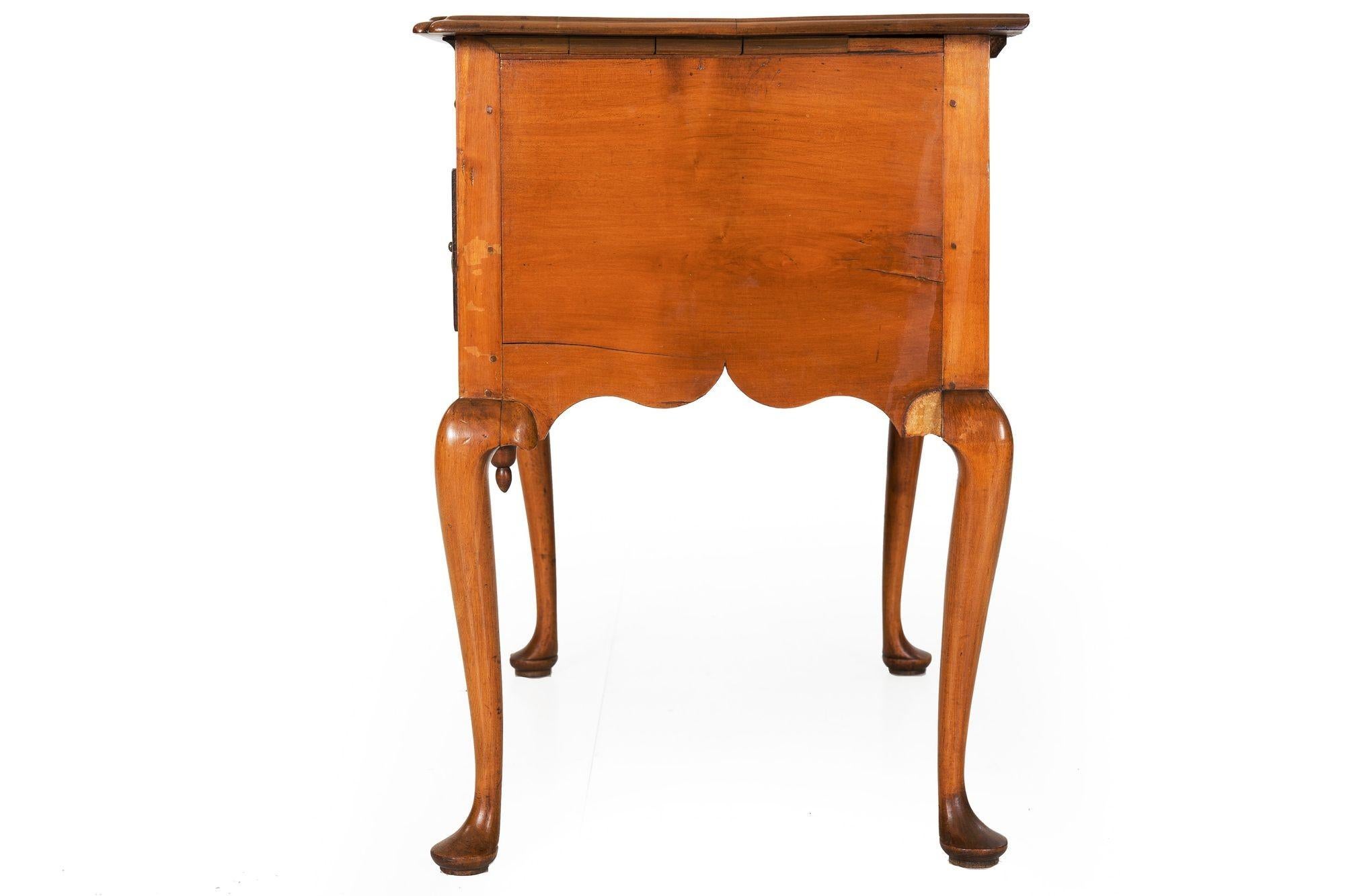 Brass American Queen Anne Cherry Lowboy Dressing Table circa 1740-60