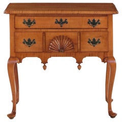 American Queen Anne Style Antique Tiger Maple Chest of Drawers Lowboy
