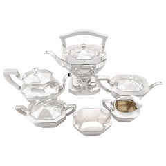 Sechsteiliges amerikanisches Tee- und Kaffeeservice aus Sterlingsilber im Queen Anne-Stil