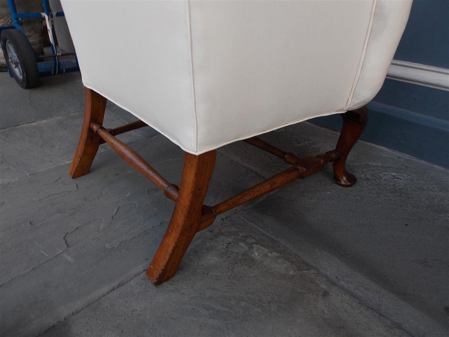American Queen Anne Walnut Upholstered Wing Back Chair, Virginia, Circa 1740 4