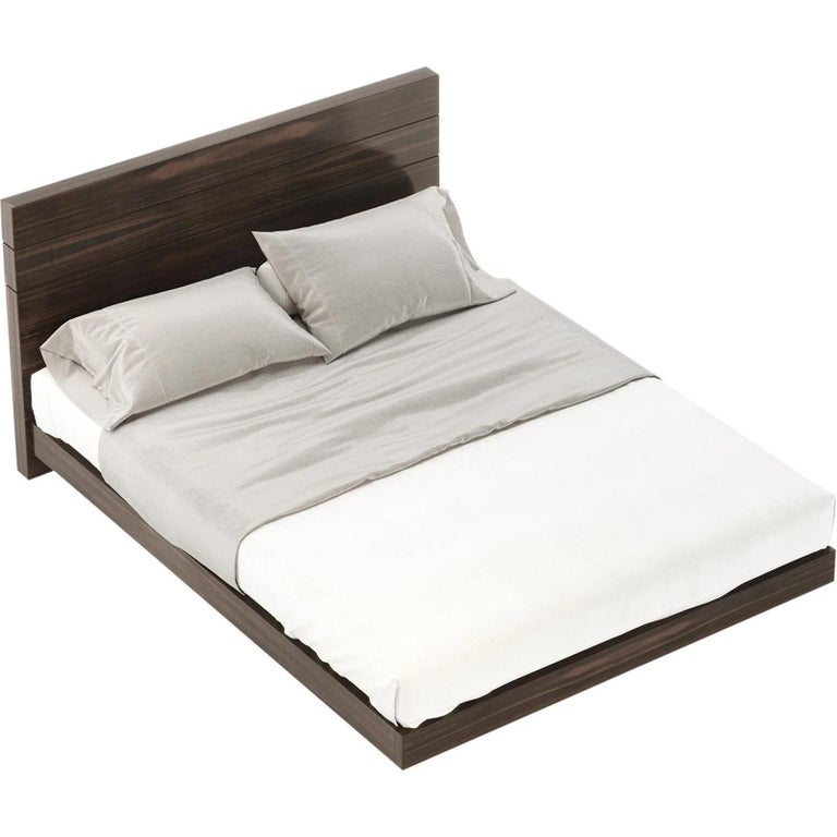 American Queen Size Bed Featuring a Wood Veneer Headboard For Sale at