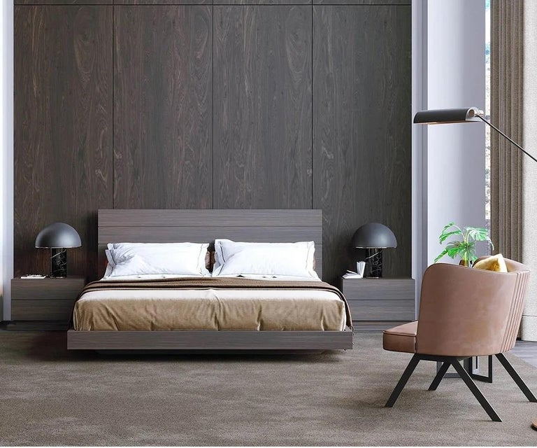 American Queen Size Bed Featuring a Wood Veneer Headboard For Sale at