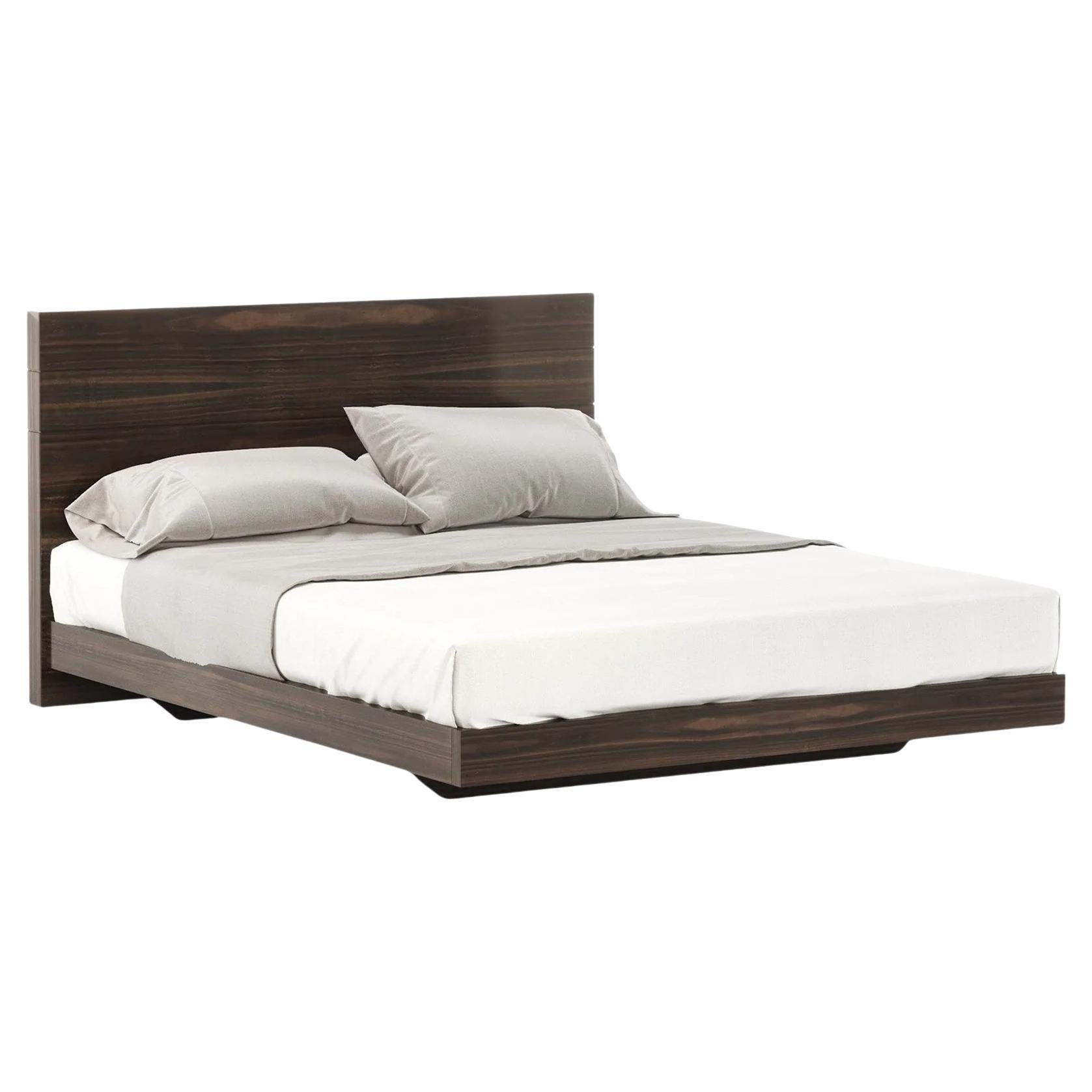 American Queen Size Bed Featuring a Wood Veneer Headboard