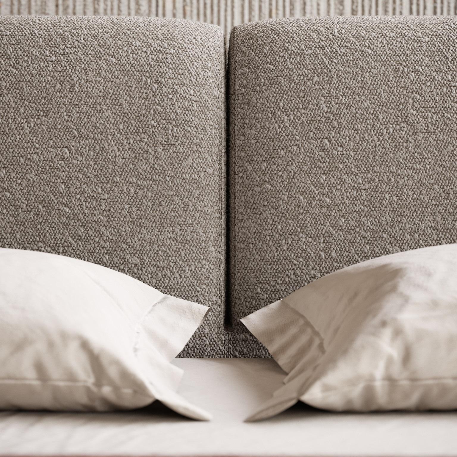 American Queen Upholstered Bed With Texturized Steel Tube base In New Condition For Sale In NEW YORK, NY