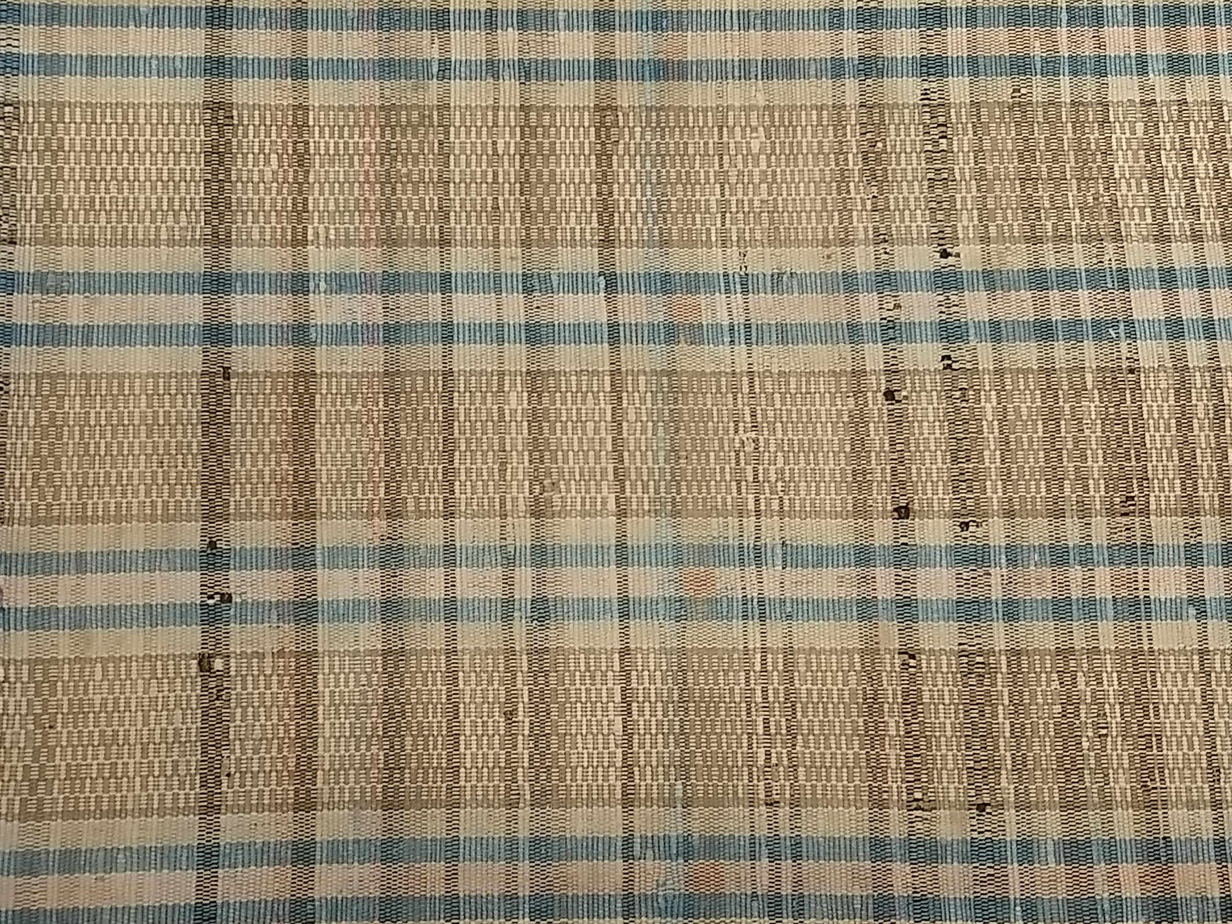 Vintage Hand-Woven American Amish Rag Runner in Pale Blue, Pink, Wheat, Caramel For Sale 6