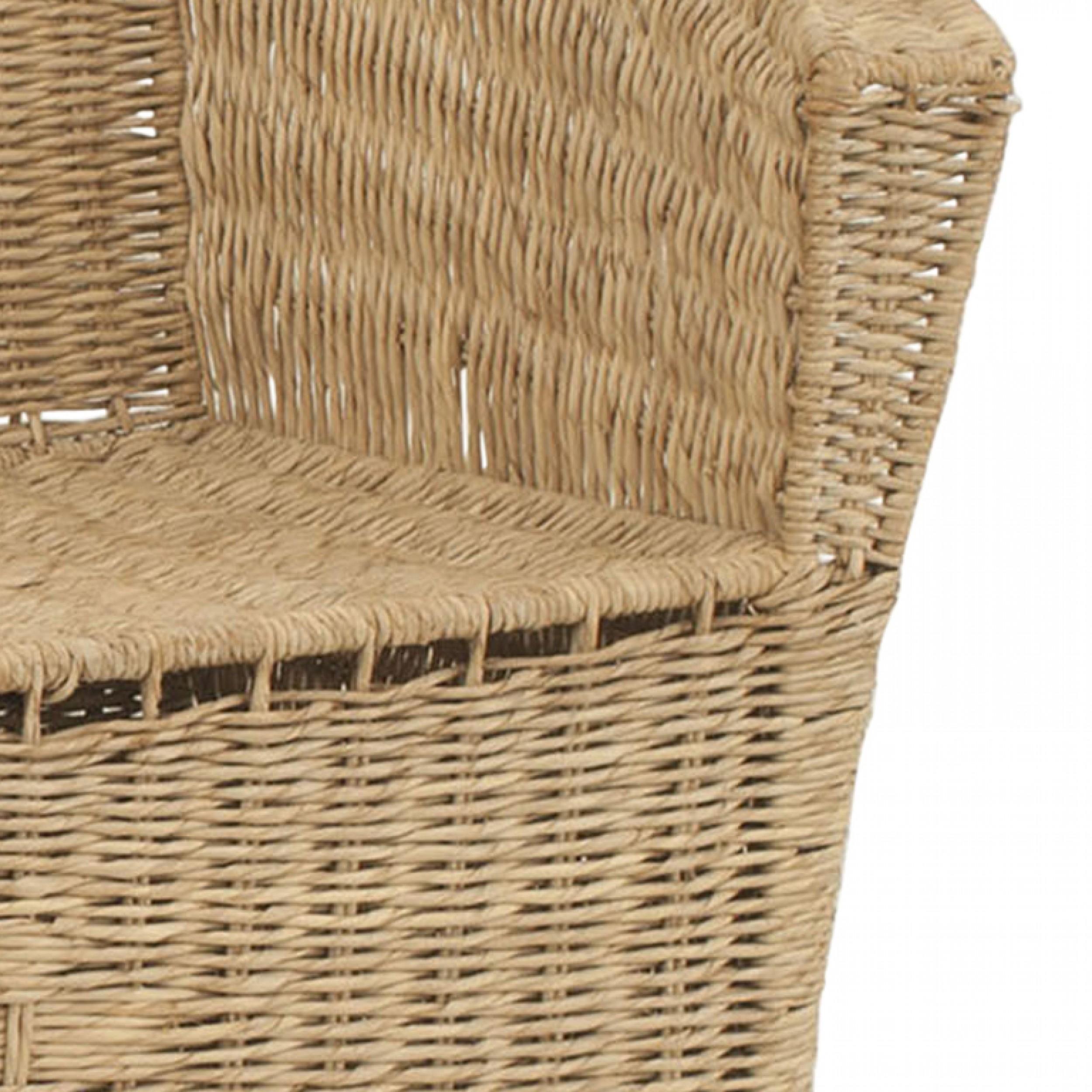 American (Mid 20th Cent) natural rattan woven loveseat with a round back