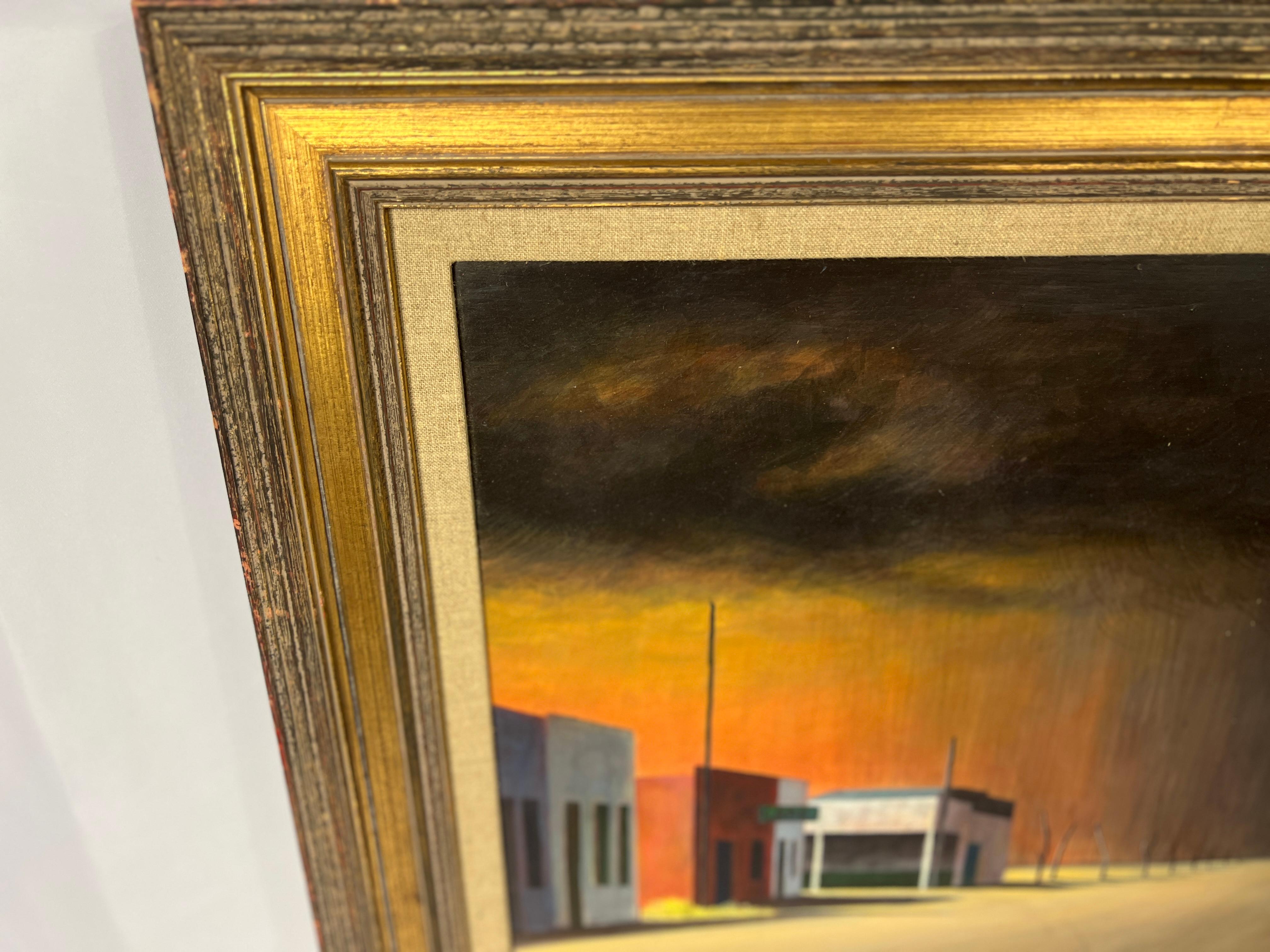20th Century American Realist Edward Hopper Style American Small Town Landscape Painting