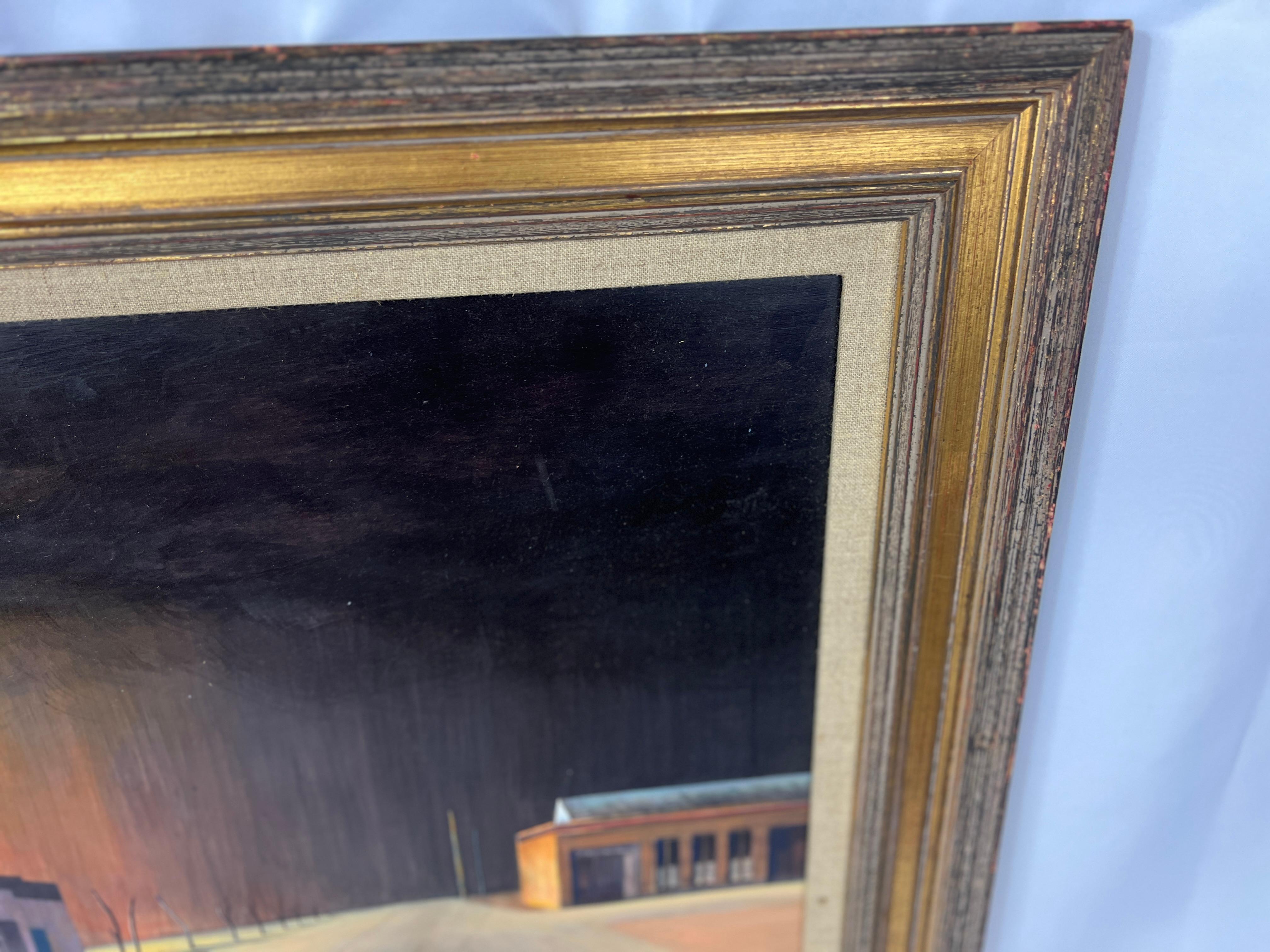 American Realist Edward Hopper Style American Small Town Landscape Painting 1