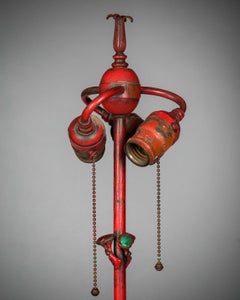American Red Lacquered Bronze Floor Lamp, by E.F. Caldwell, circa 1910