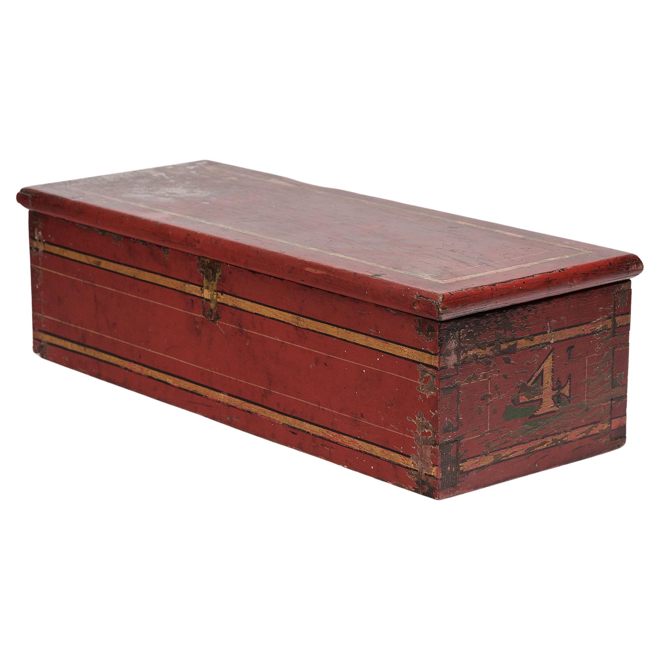 American Red Painted Fireman's Toolbox