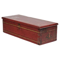 Antique American Red Painted Fireman's Toolbox