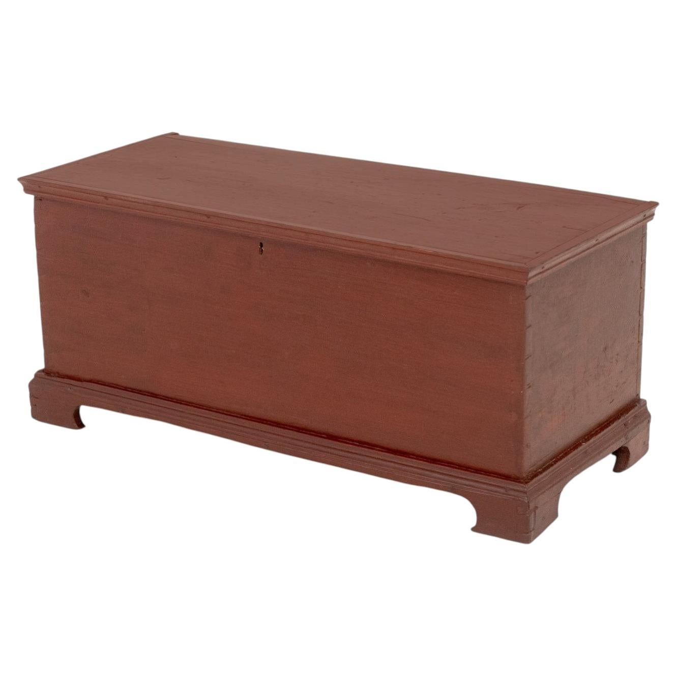 American Red Painted Pine Blanket Chest with Covered Compartment For Sale