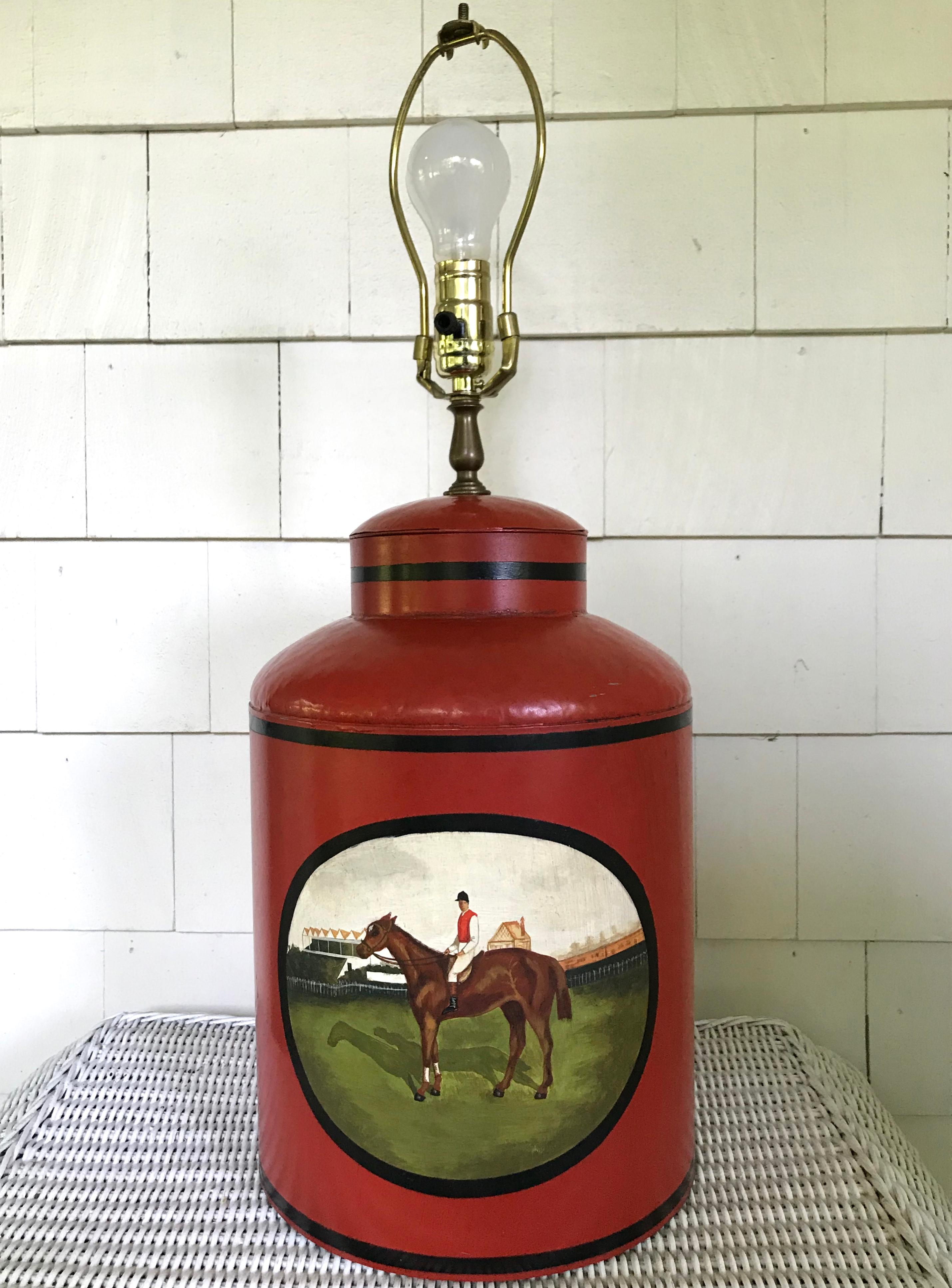 20th Century Derby Tole Horse Lamp