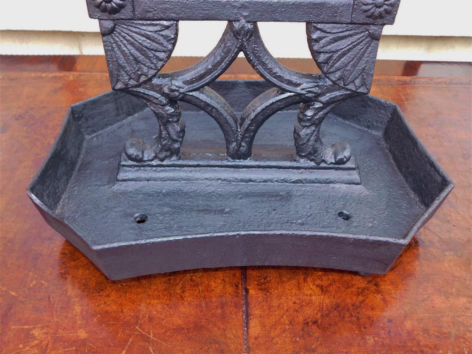 American Regency Cast Iron Scrolled Foliage Medallion Boot Scrape, Circa 1815 For Sale 1