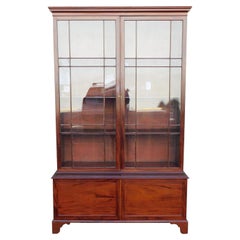 American Regency Mahogany Hinged Bookcase w/ Orig. Glass on Bracket Feet C. 1815