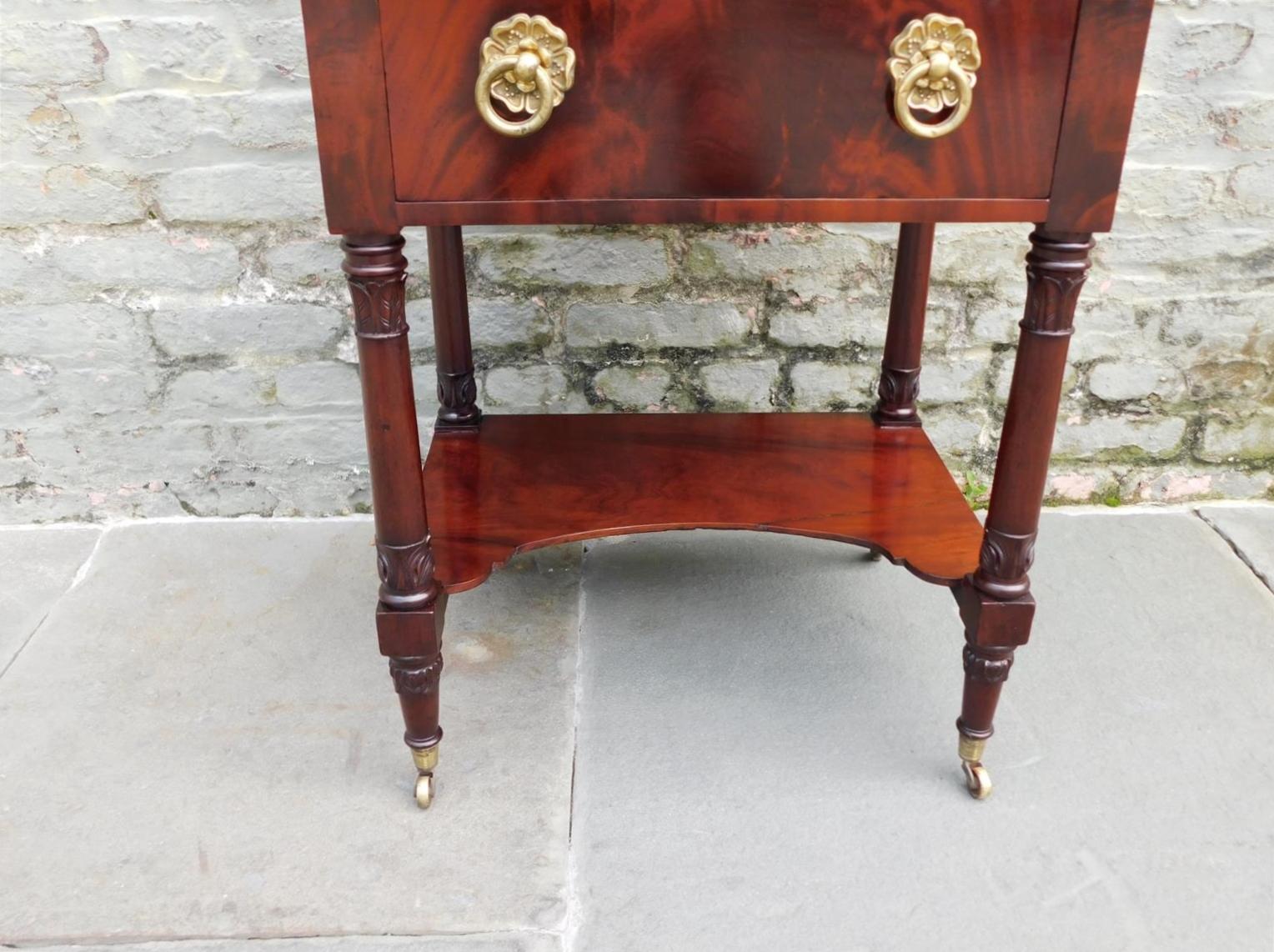 American Regency Mahogany Two Drawer Side Table w/ Orig. Foliage Brasses, C 1815 For Sale 4