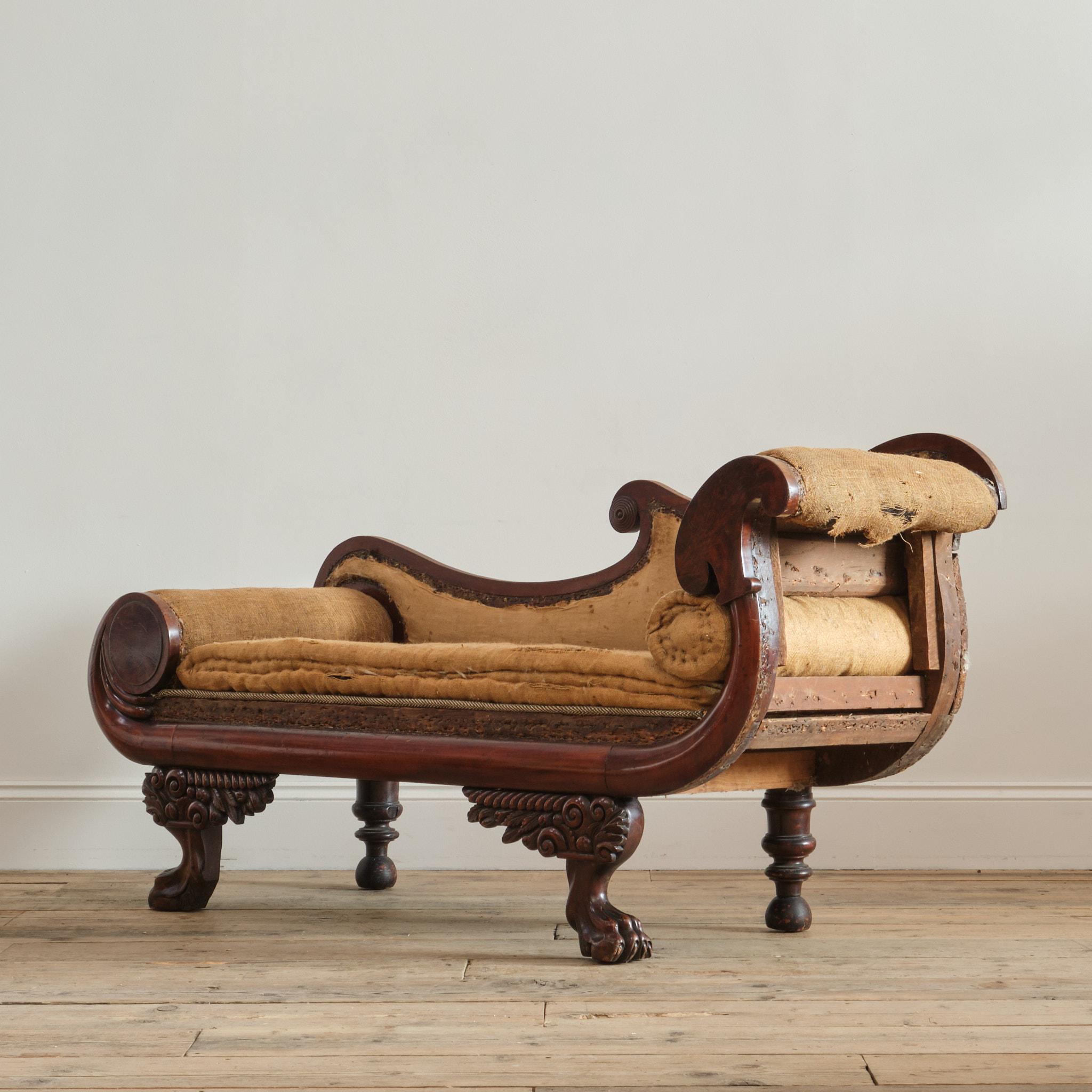 Chaise longue Recamier americana Regency c1825 In condizioni discrete in vendita a Batley, GB