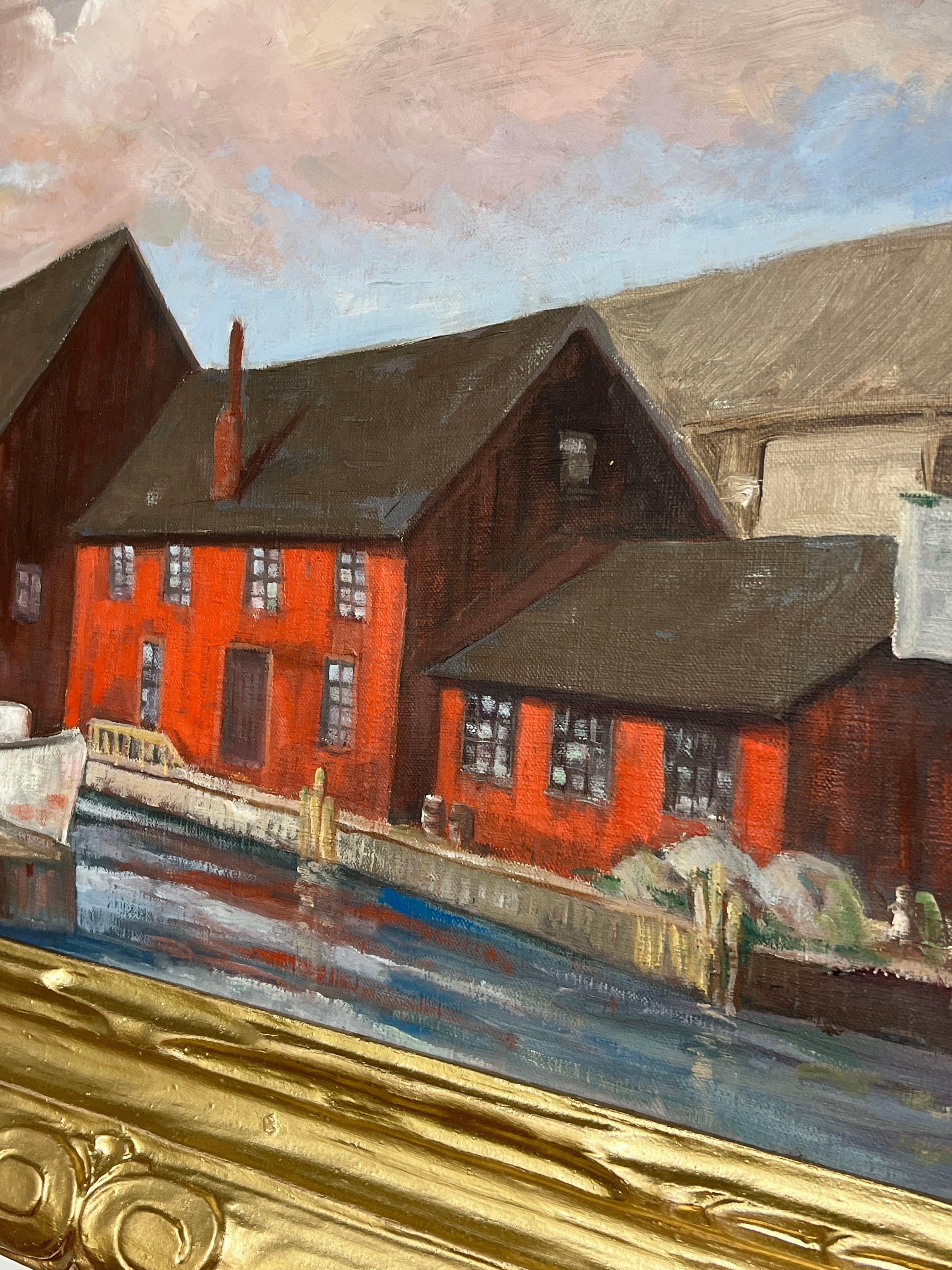 American Regionalist Oil, Sag Harbor, NY, Circa 1940s In Good Condition For Sale In Peabody, MA