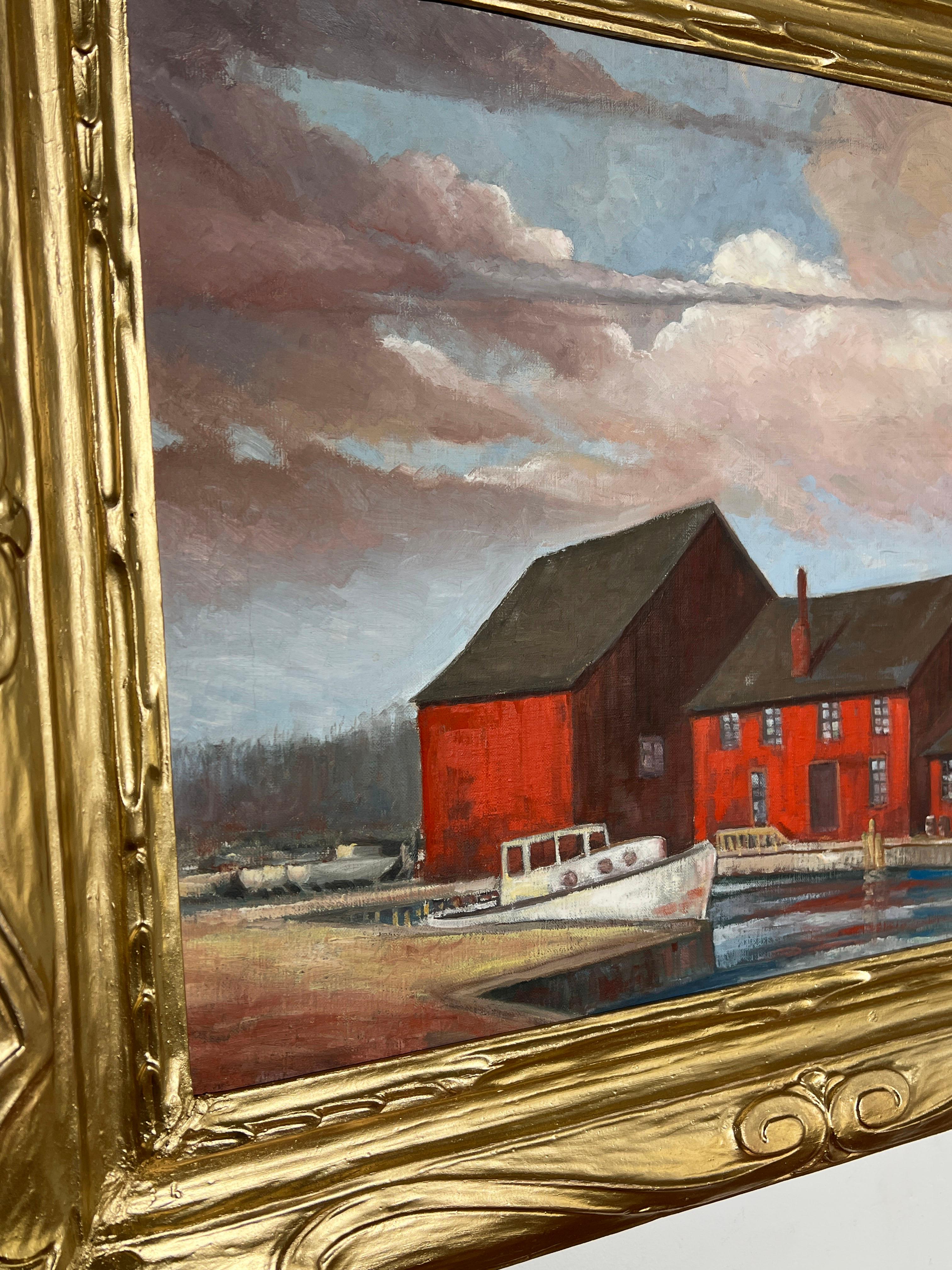 Paint American Regionalist Oil, Sag Harbor, NY, Circa 1940s For Sale
