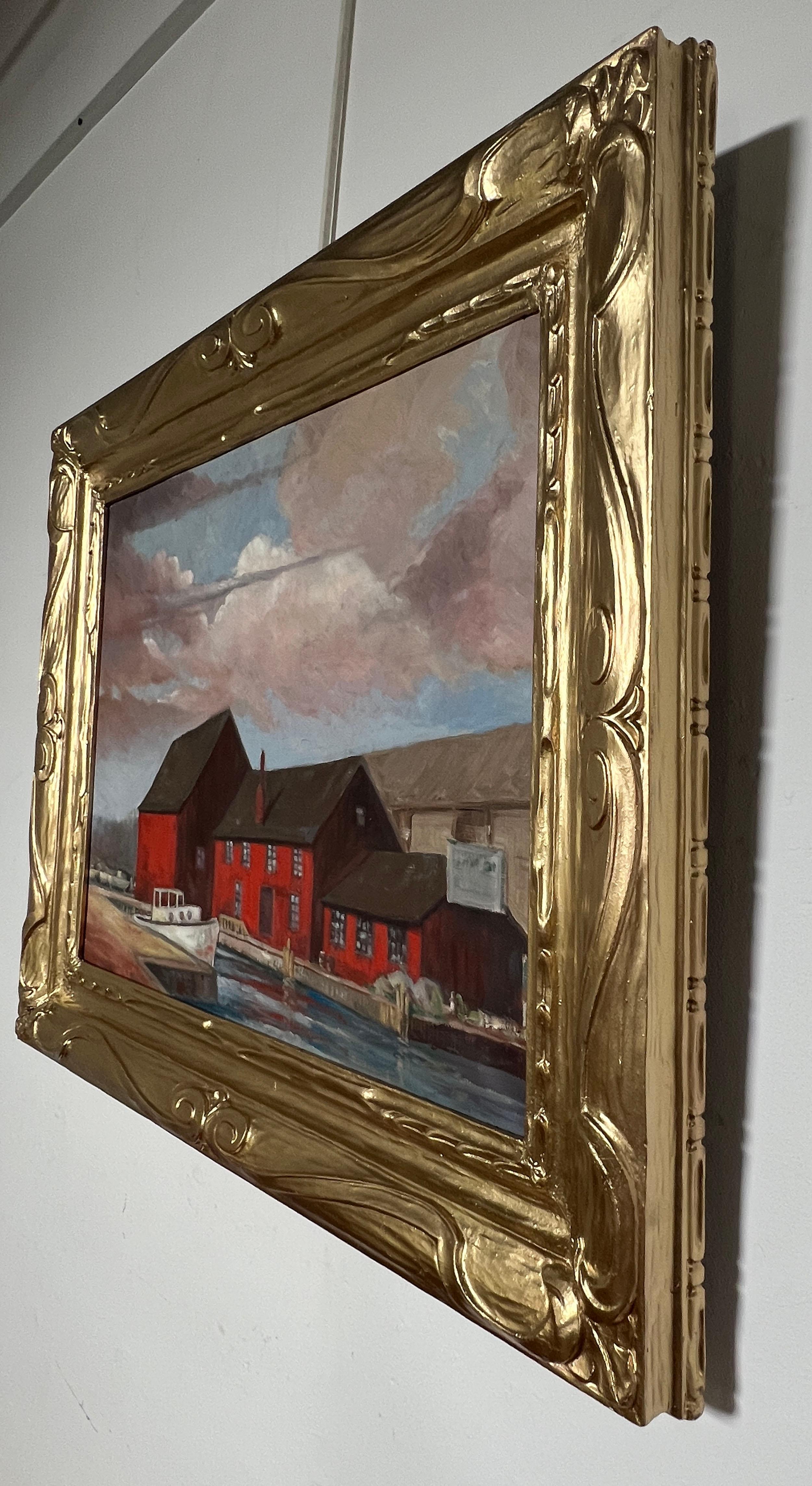 American Regionalist Oil, Sag Harbor, NY, Circa 1940s For Sale 1