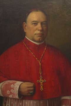 19th Century Victorian Oil Painting of American Religious Priest