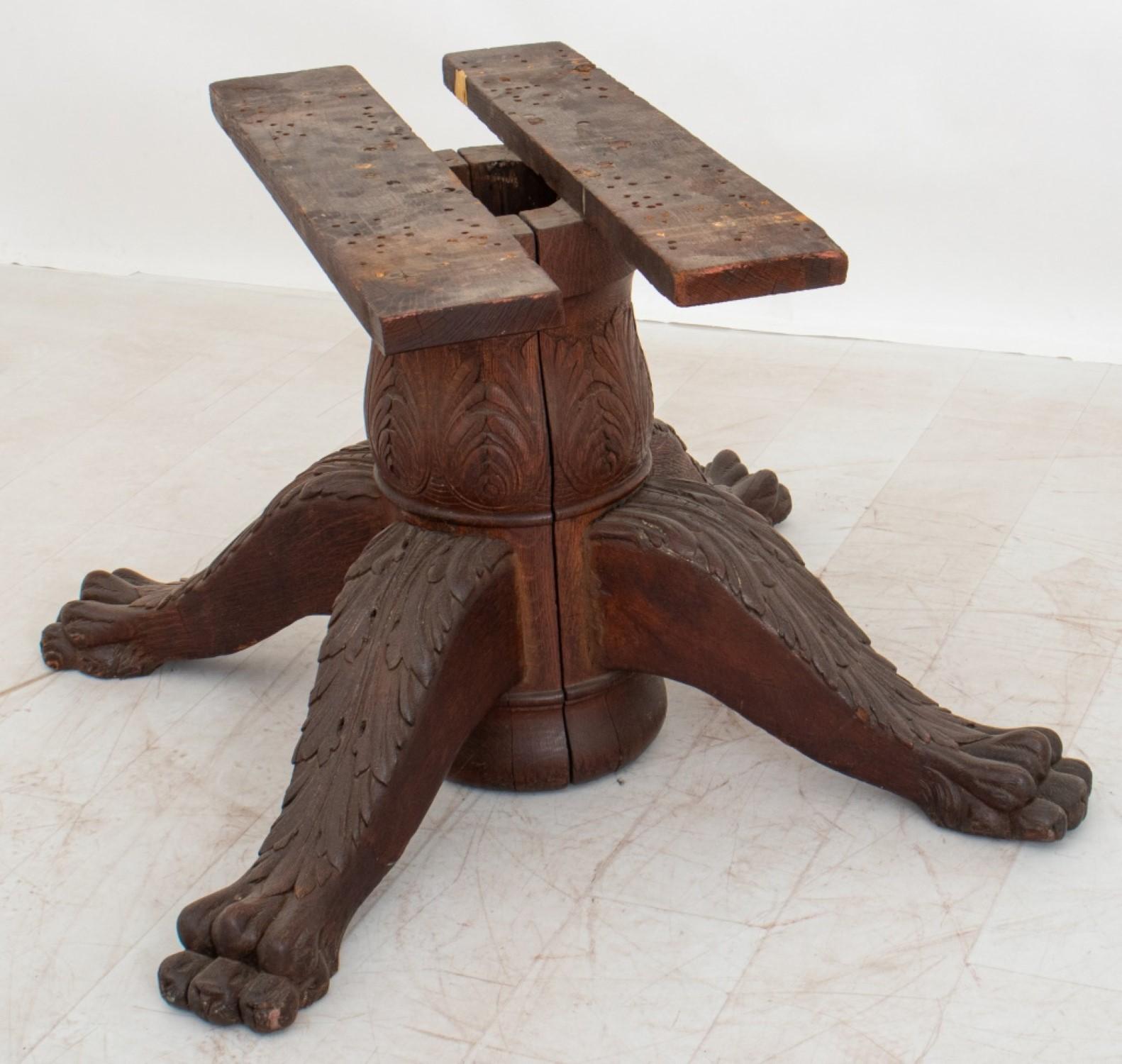 19th Century American Renaissance Revival Oak Table Base For Sale
