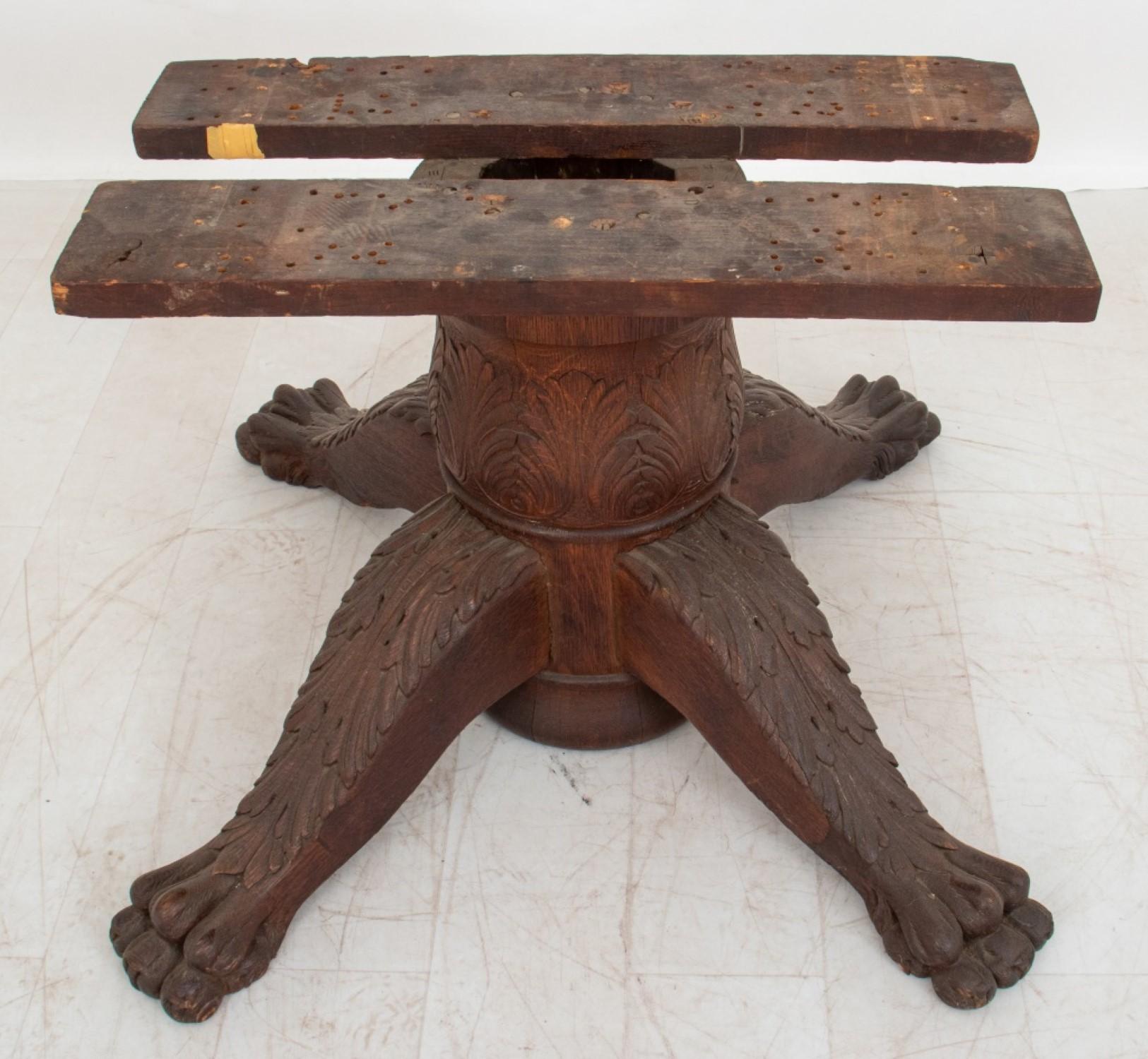 American Renaissance Revival Oak Table Base For Sale 3