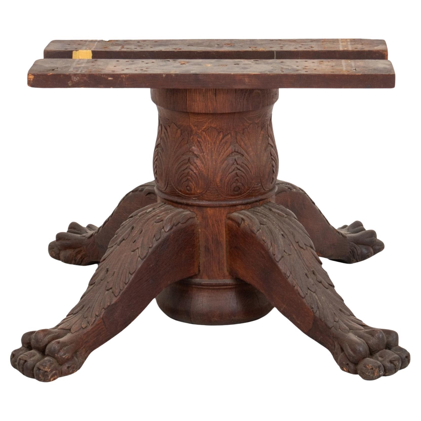 American Renaissance Revival Oak Table Base For Sale