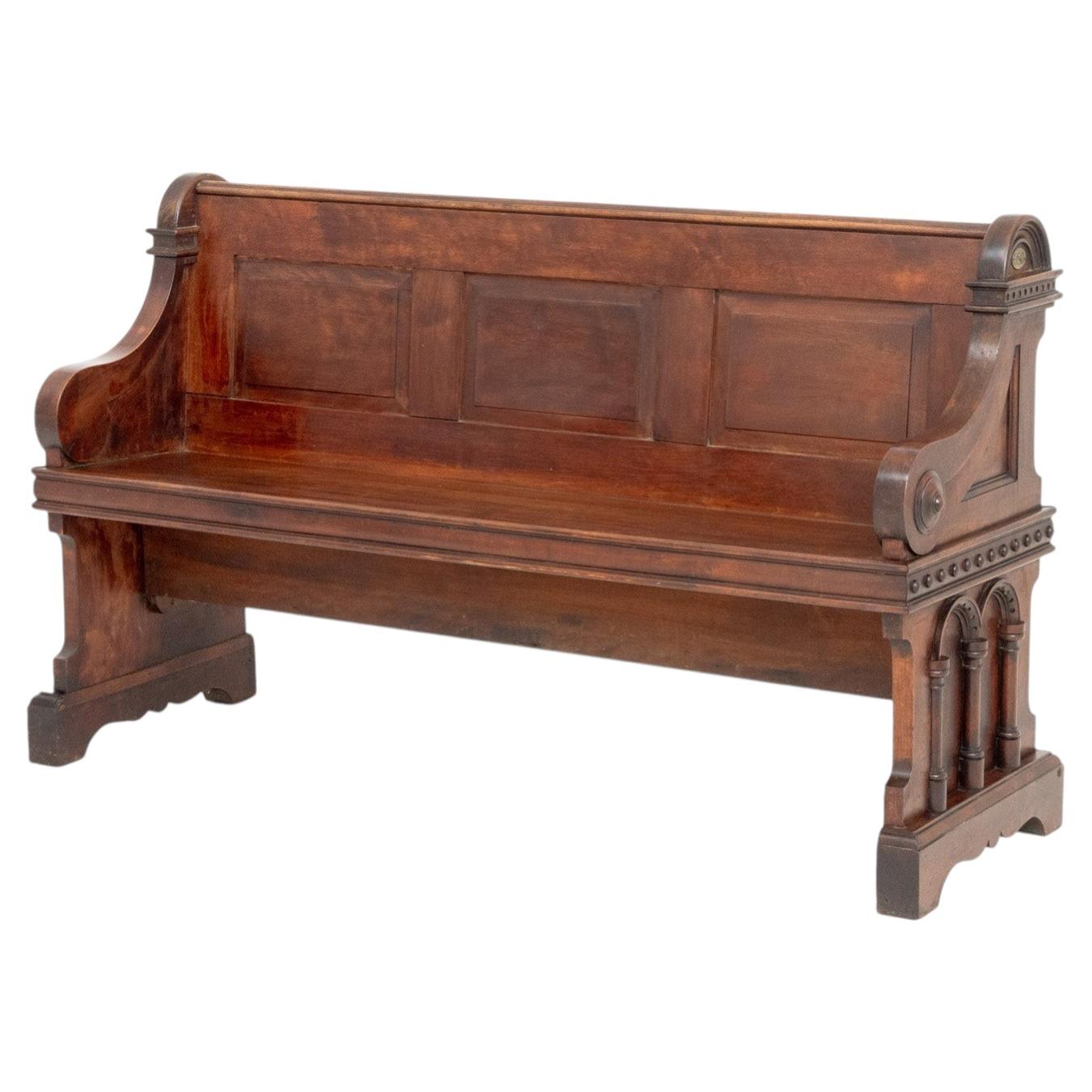 American Renaissance Style Wood Church Pew