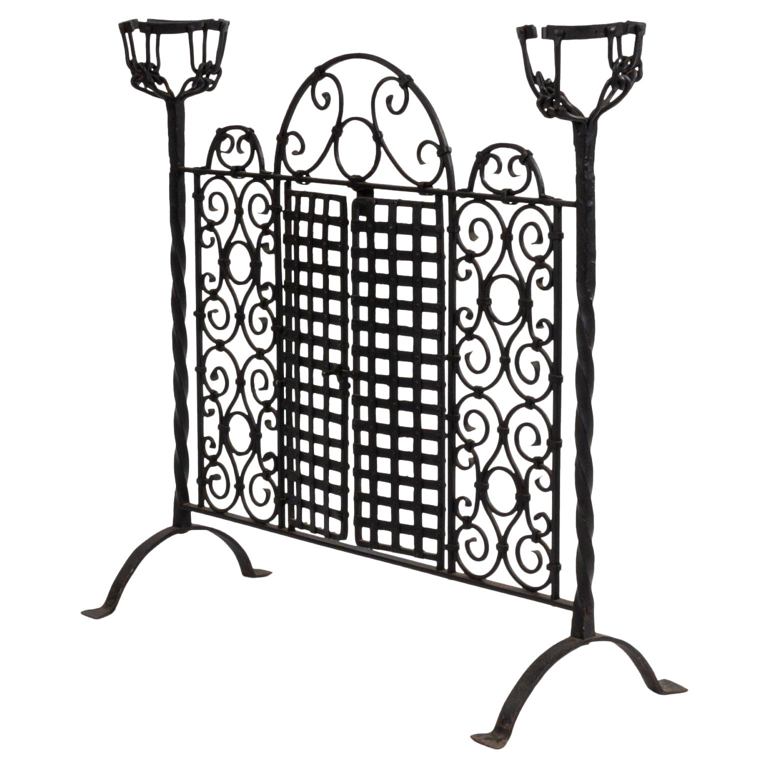 American Renaissance Style Wrought Iron Fire Screen