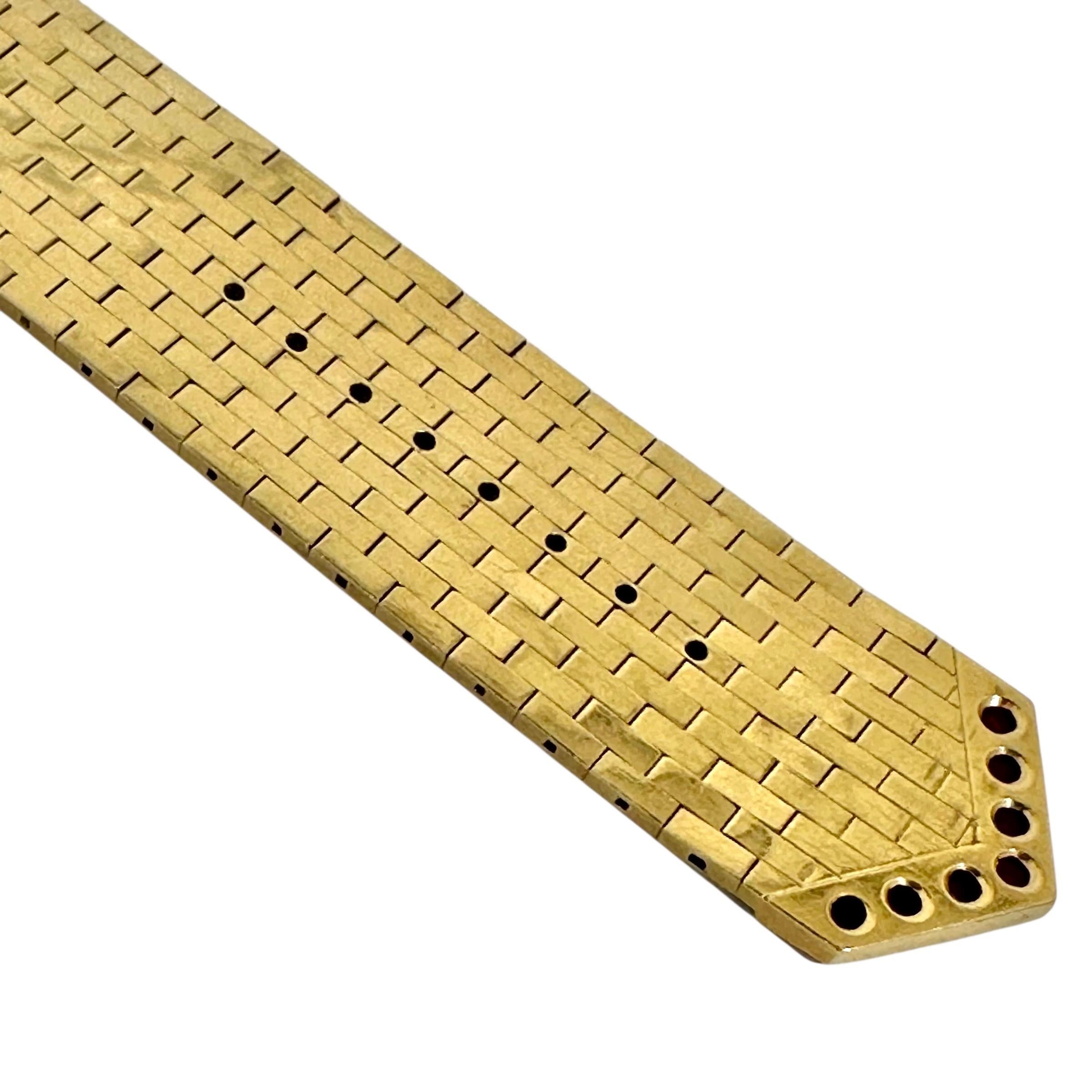 American Retro Period Brick Link Gold Buckle Bracelet with Diamonds and Rubies For Sale 6