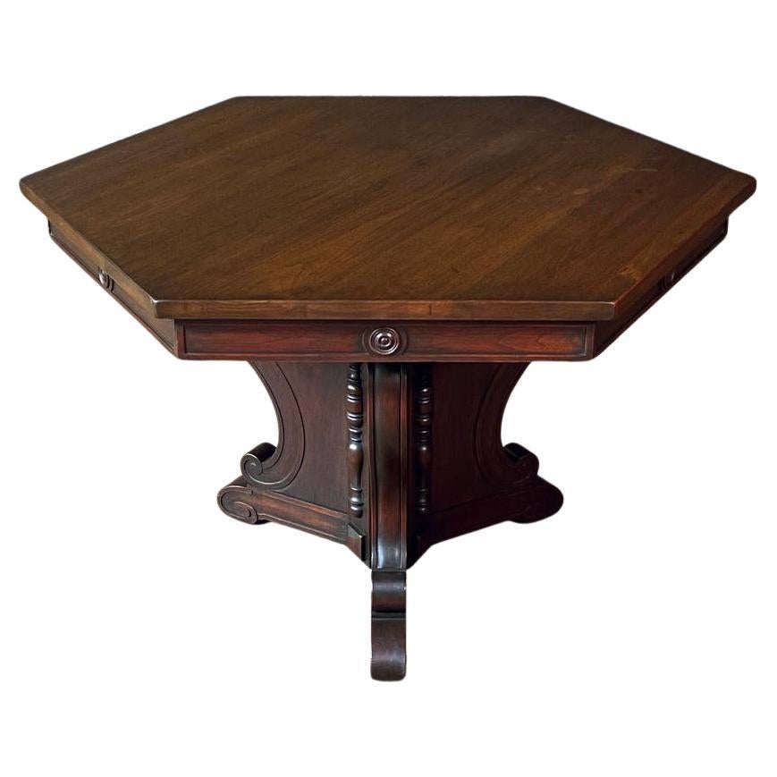 American Revival Mahogany Hexagonal Table by Riner Furniture en venta
