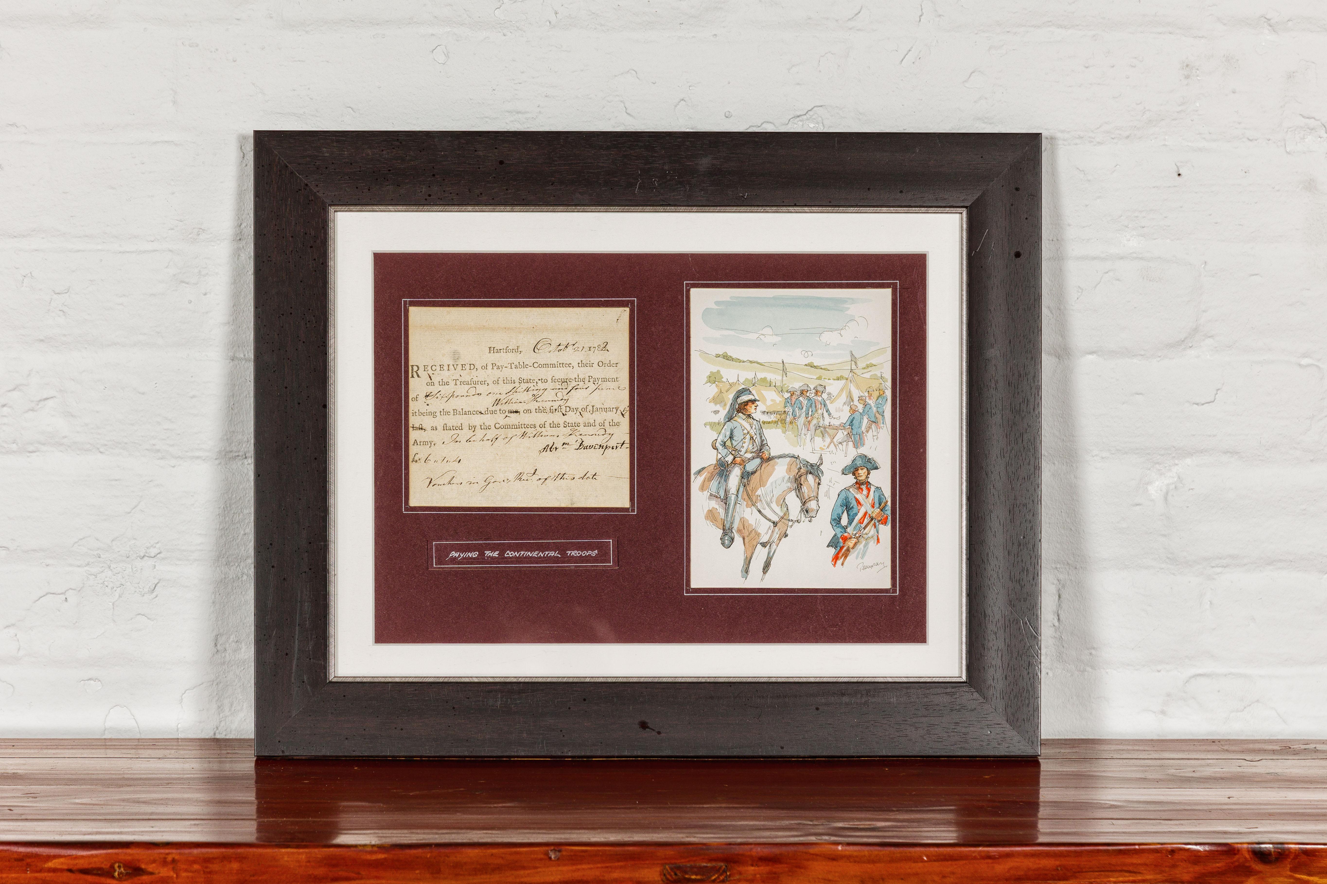 American Revolutionary 1780s War Bond, State of Connecticut in Custom Frame In Good Condition For Sale In Yonkers, NY