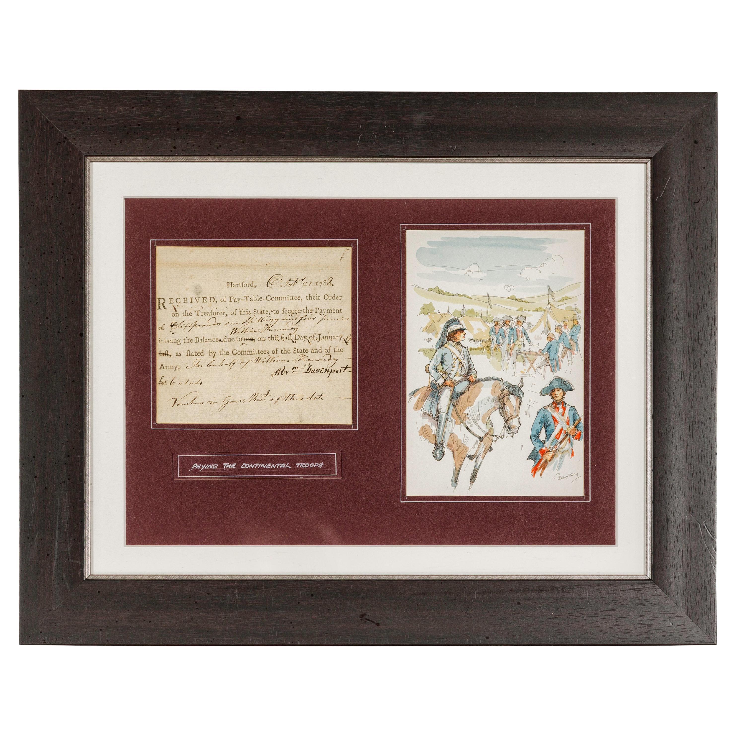 American Revolutionary 1780s War Bond, State of Connecticut in Custom Frame For Sale