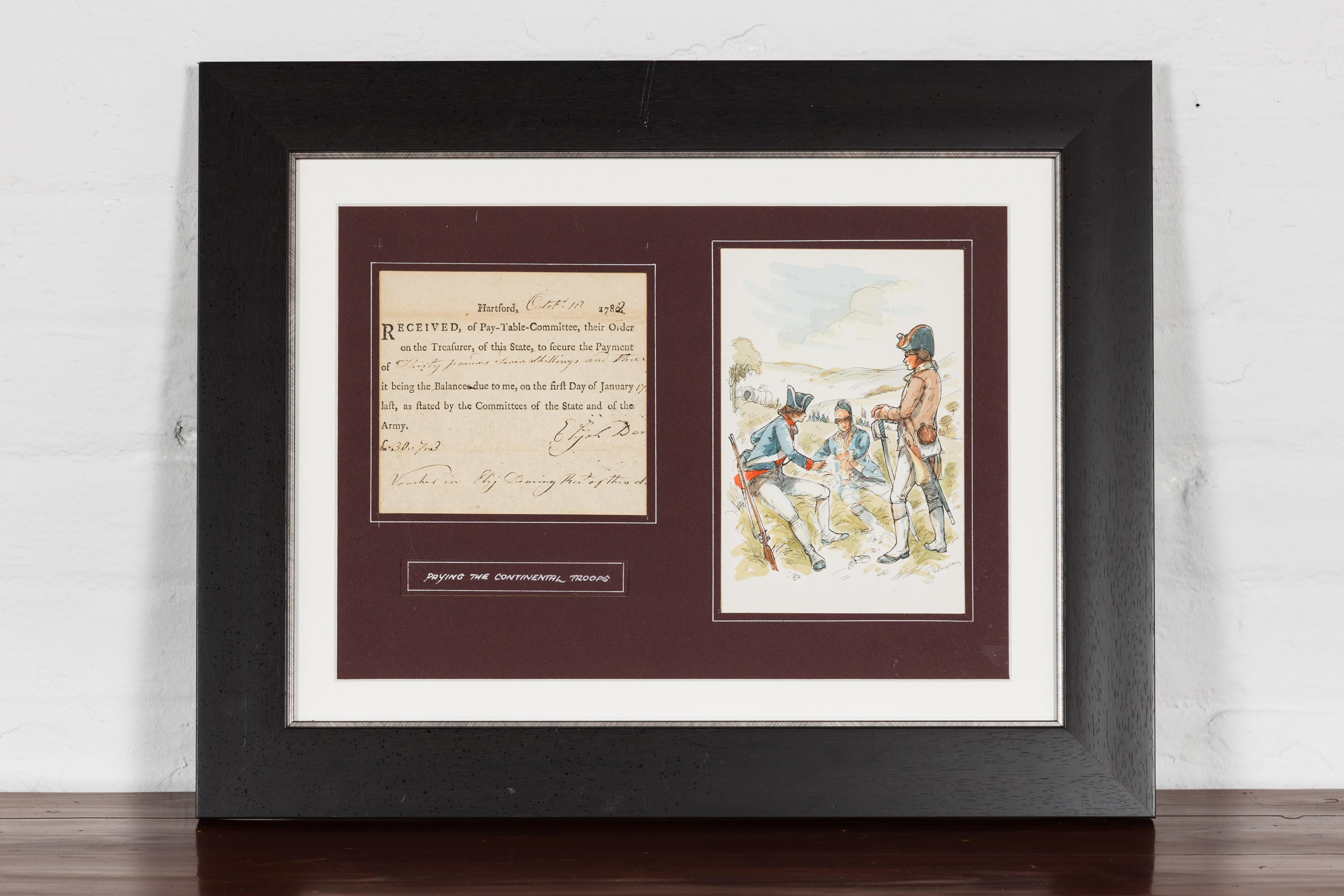 North American American Revolutionary War Bond from the State of Connecticut in Custom Frame For Sale
