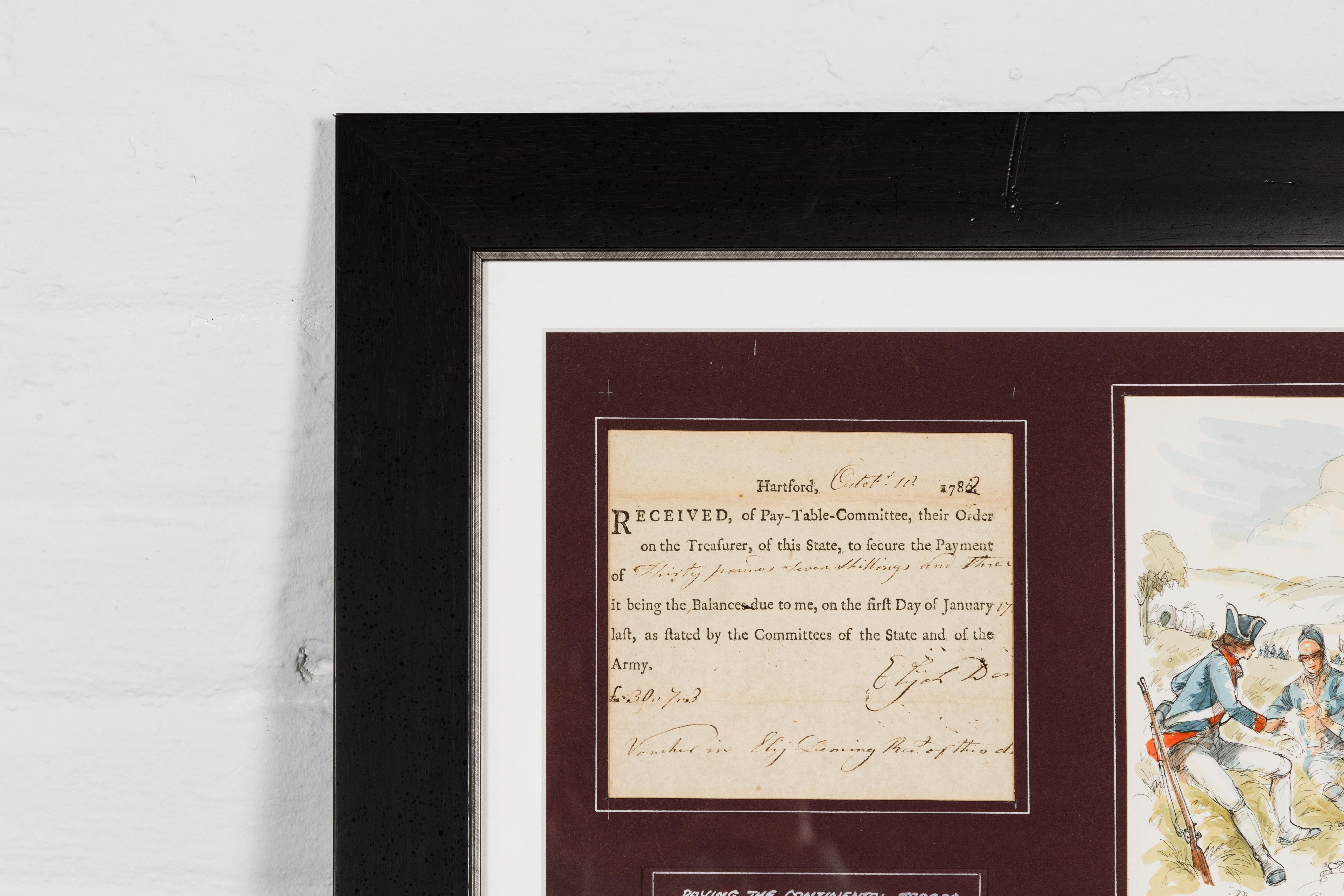 18th Century American Revolutionary War Bond from the State of Connecticut in Custom Frame For Sale